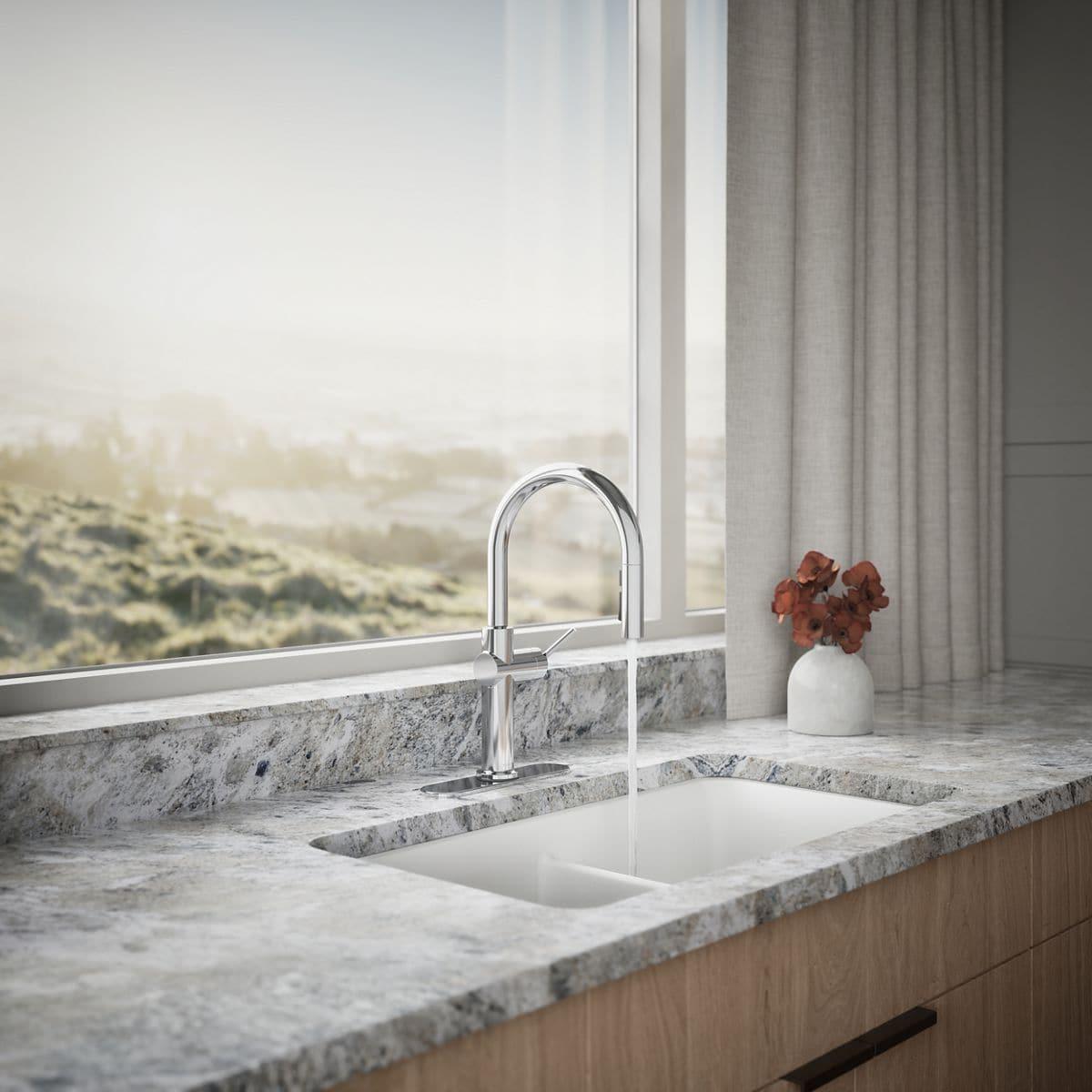 Kohler Crue Single Handle Pull Down Kitchen Faucet with Three-Function Pull Down Sprayer