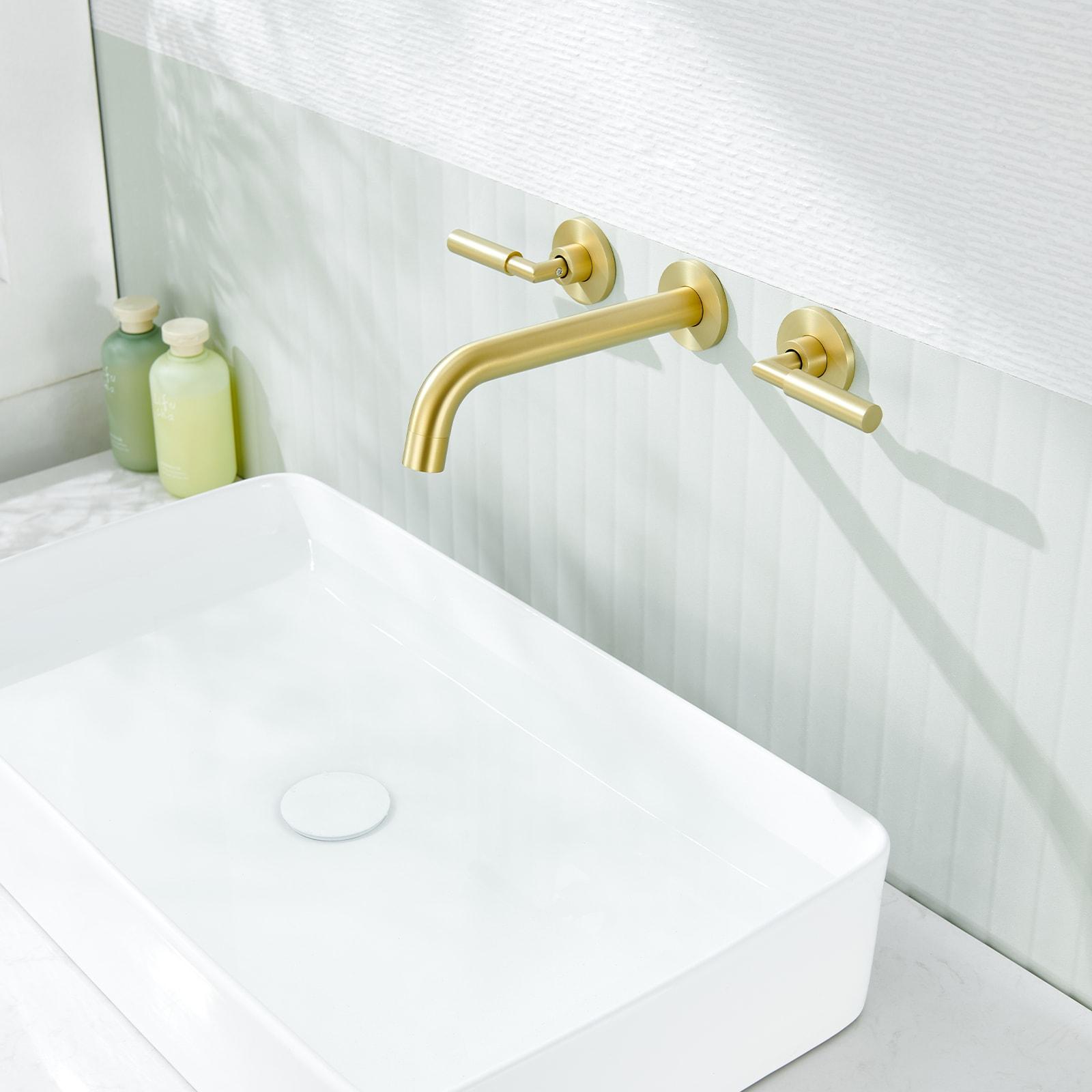 10.08" Widespread Bathroom Faucet 3 Hole, 2-handle Bathroom Sink Faucet with Drain Assembly