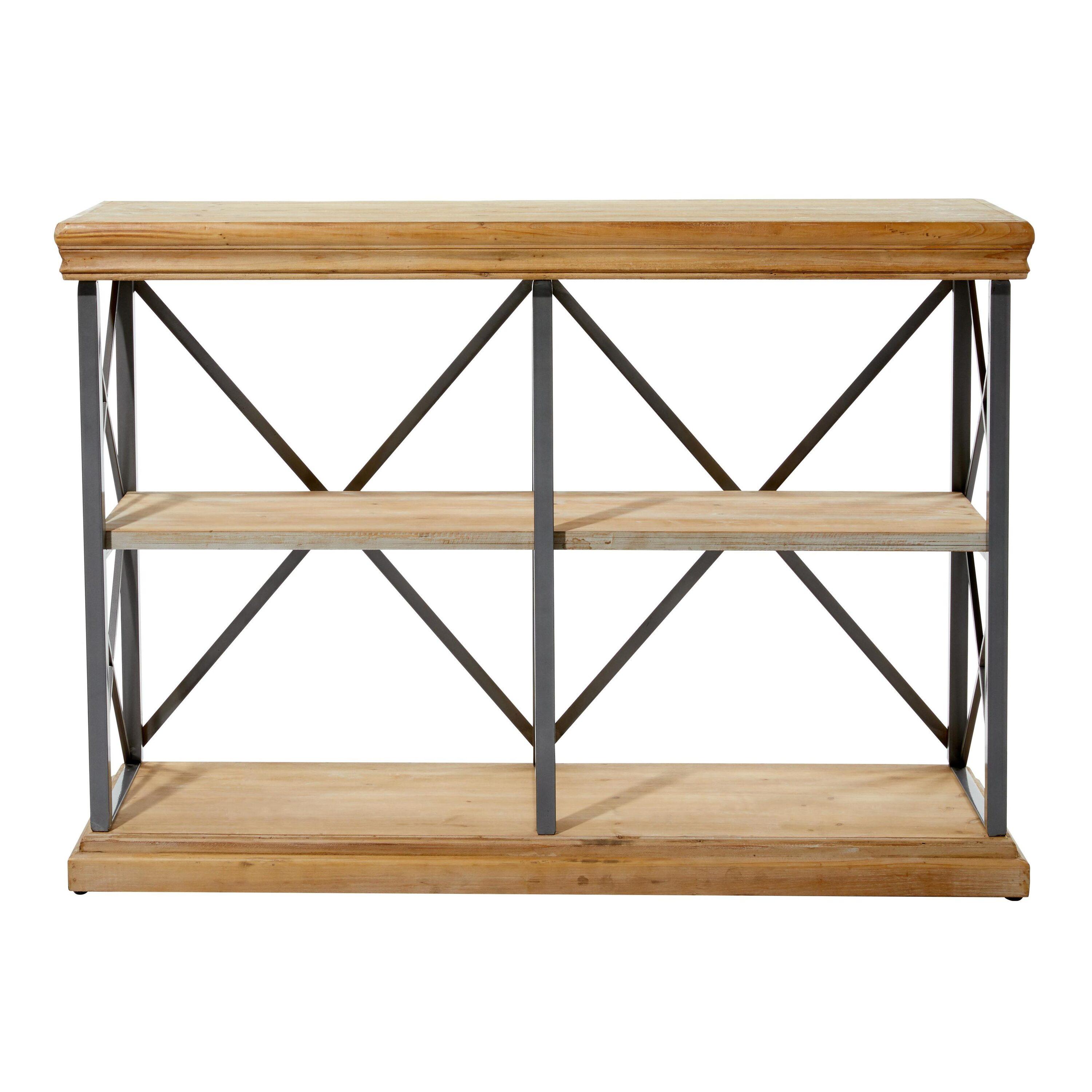DecMode 48" x 34" Brown Wood 3-Tier Shelving Unit, 1-Piece