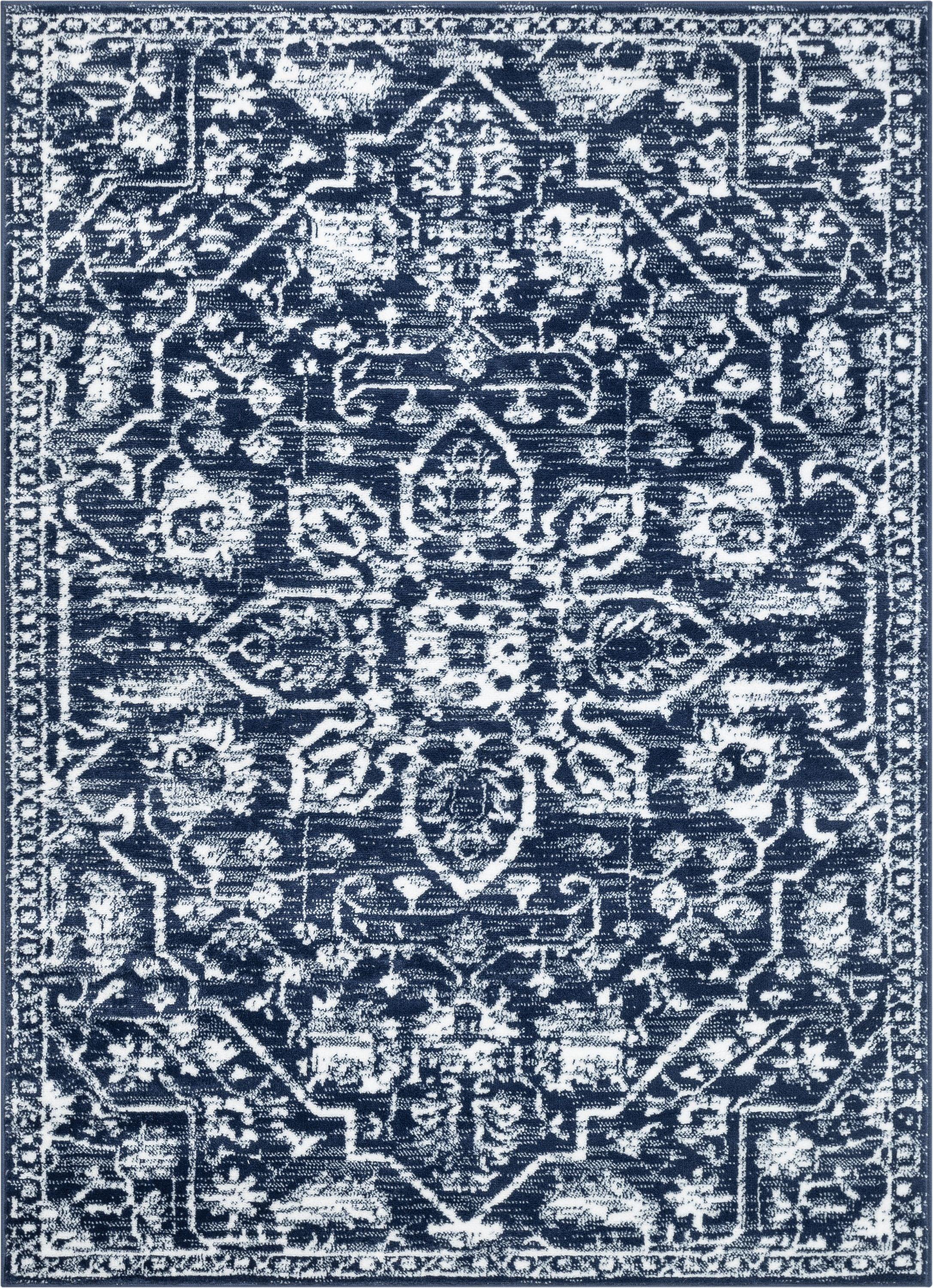 Well Woven Dazzle Disa Vintage Bohemian Oriental Floral Dark Blue 2'3" x 7'3" Runner Area Rug