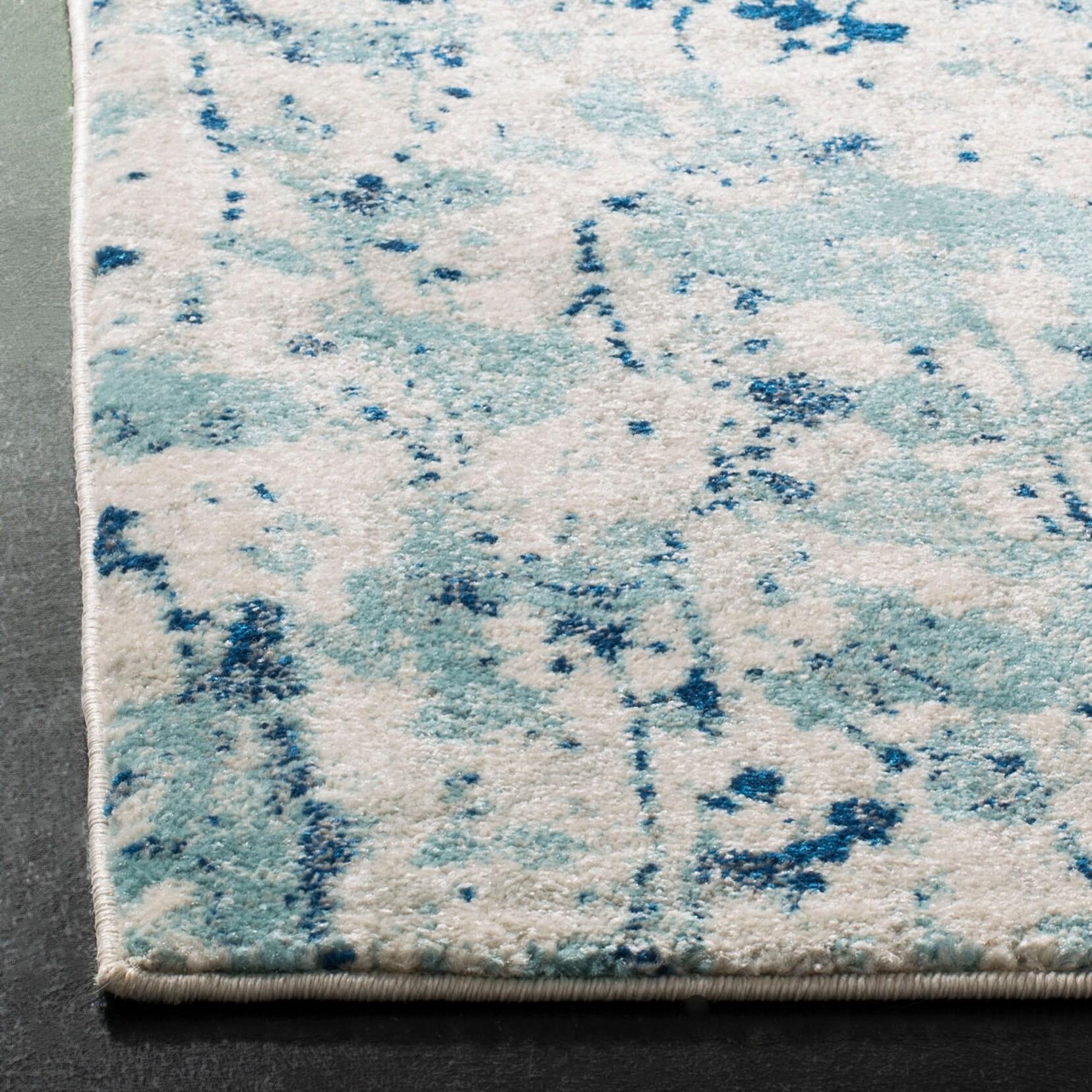 Evoke EVK284 Power Loomed Area Rug Ivory / Blue 6'-7" X 6'-7" Square - Safavieh.