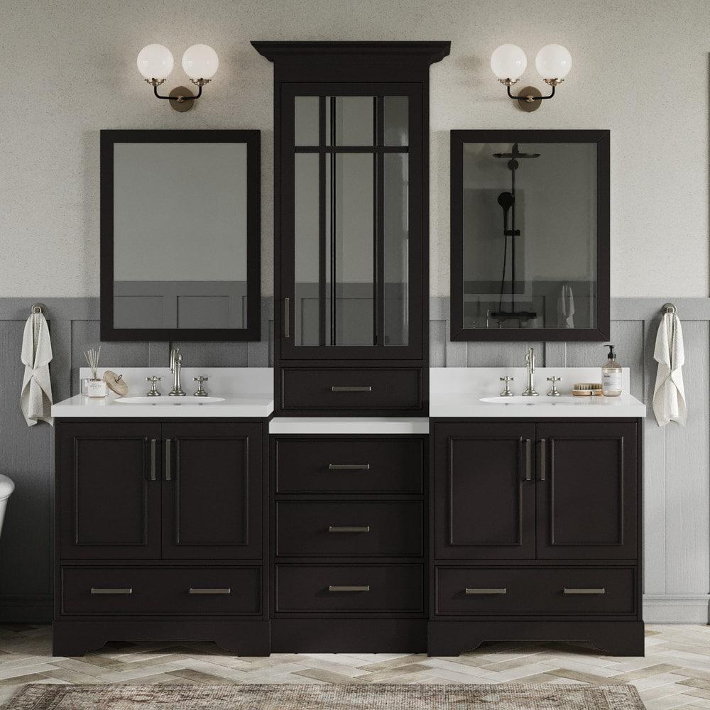 Ariel Stafford 85 in Double Sink Vanity Set in Espresso