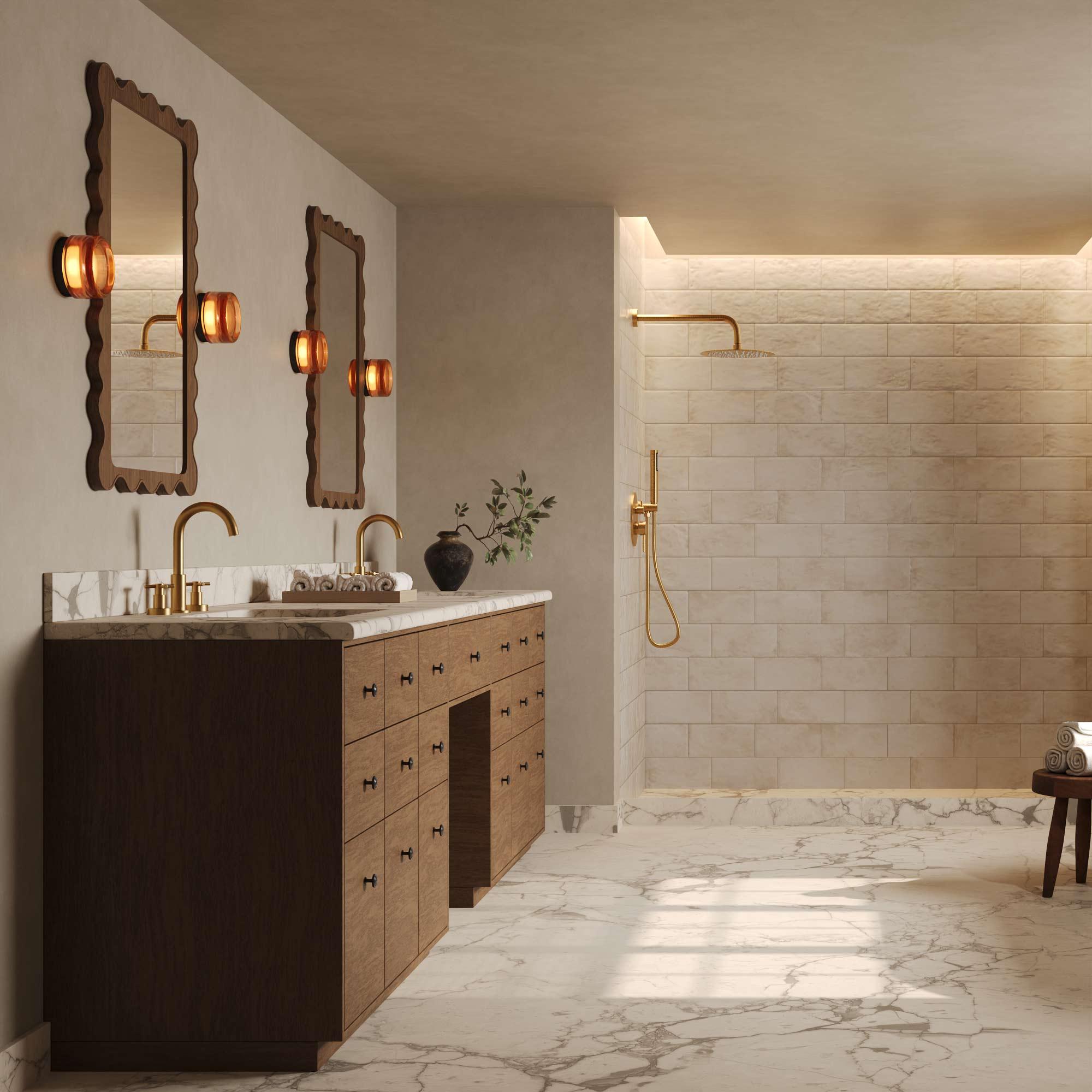 GRANDJOY Complete Shower System, 10" and 6" Dual Wall Mount Rain Shower Faucets with Handheld Shower Spray, High Pressure in Brushed Gold