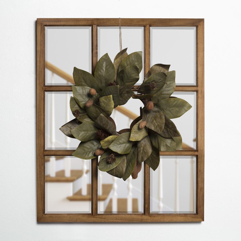 26" x 32" Hogan Windowpane Framed Wall Mirror Natural - Kate and Laurel