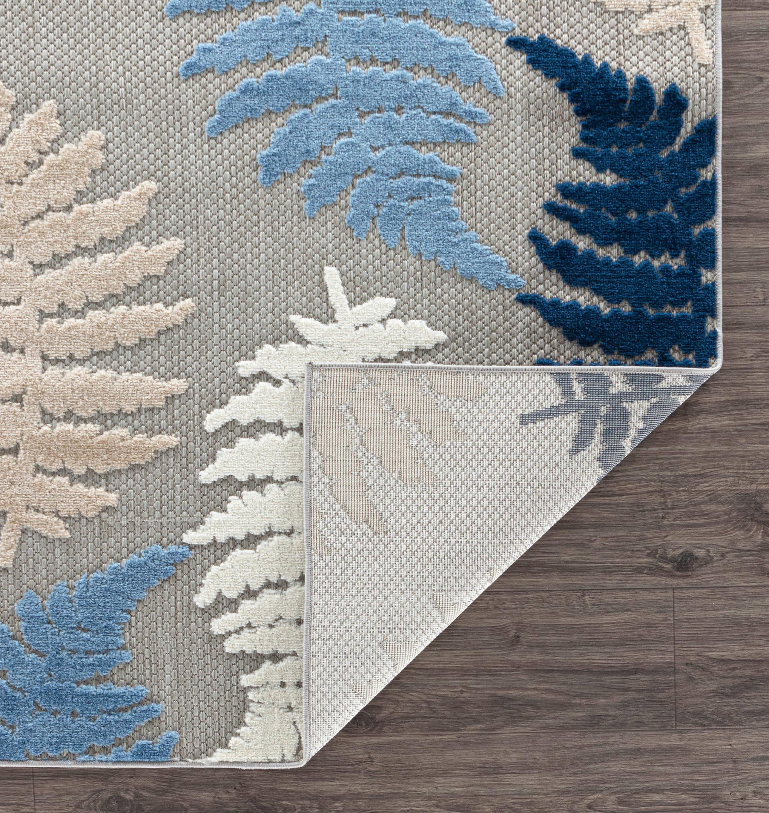 World Rug Gallery Seville Floral Leaves Indoor/Outdoor Area Rug - Blue 7'10" x 10'
