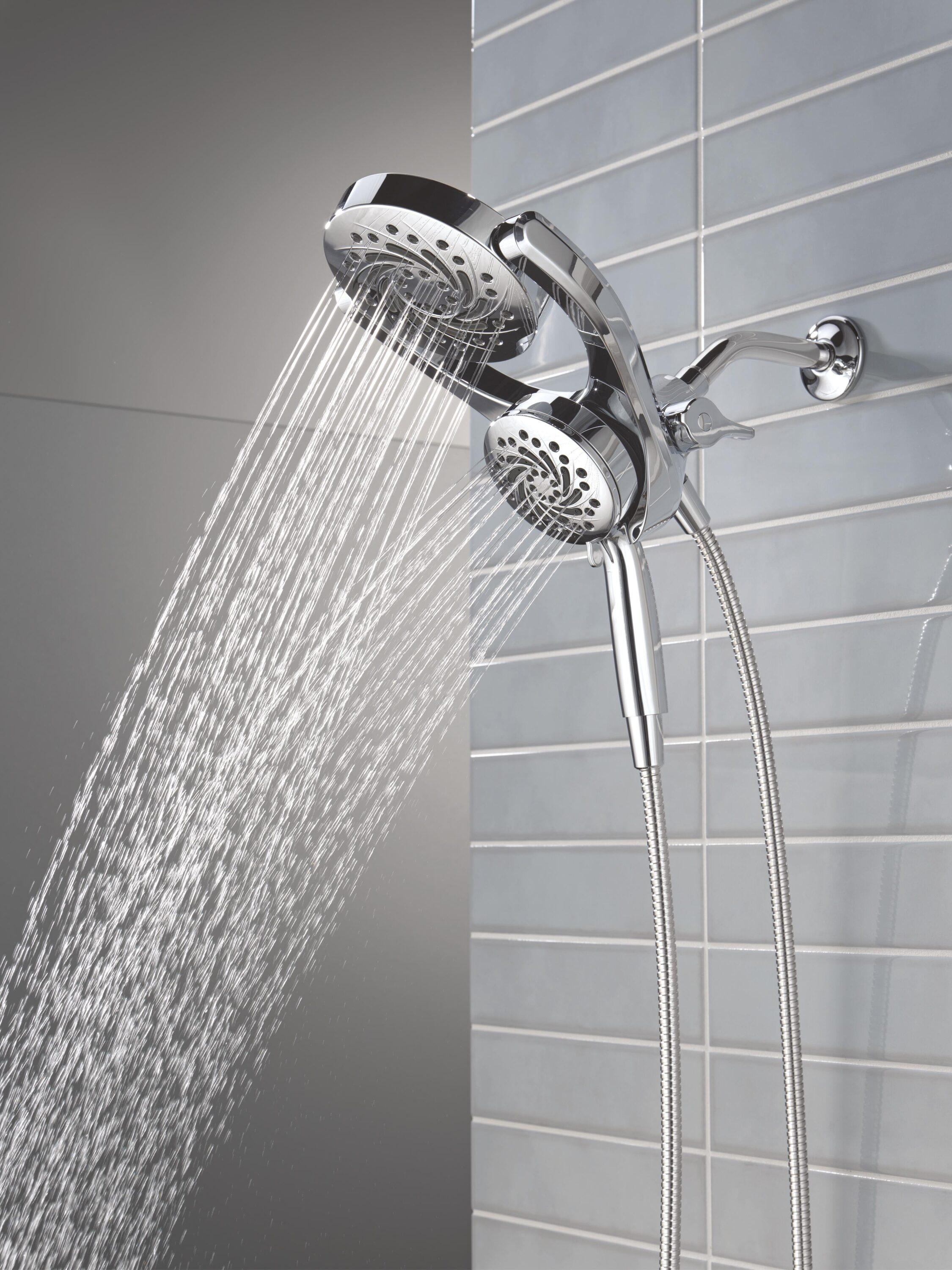 Delta 75419 5-Setting HydroRain 2-in-1 Dual Shower Head with ProClean Spray