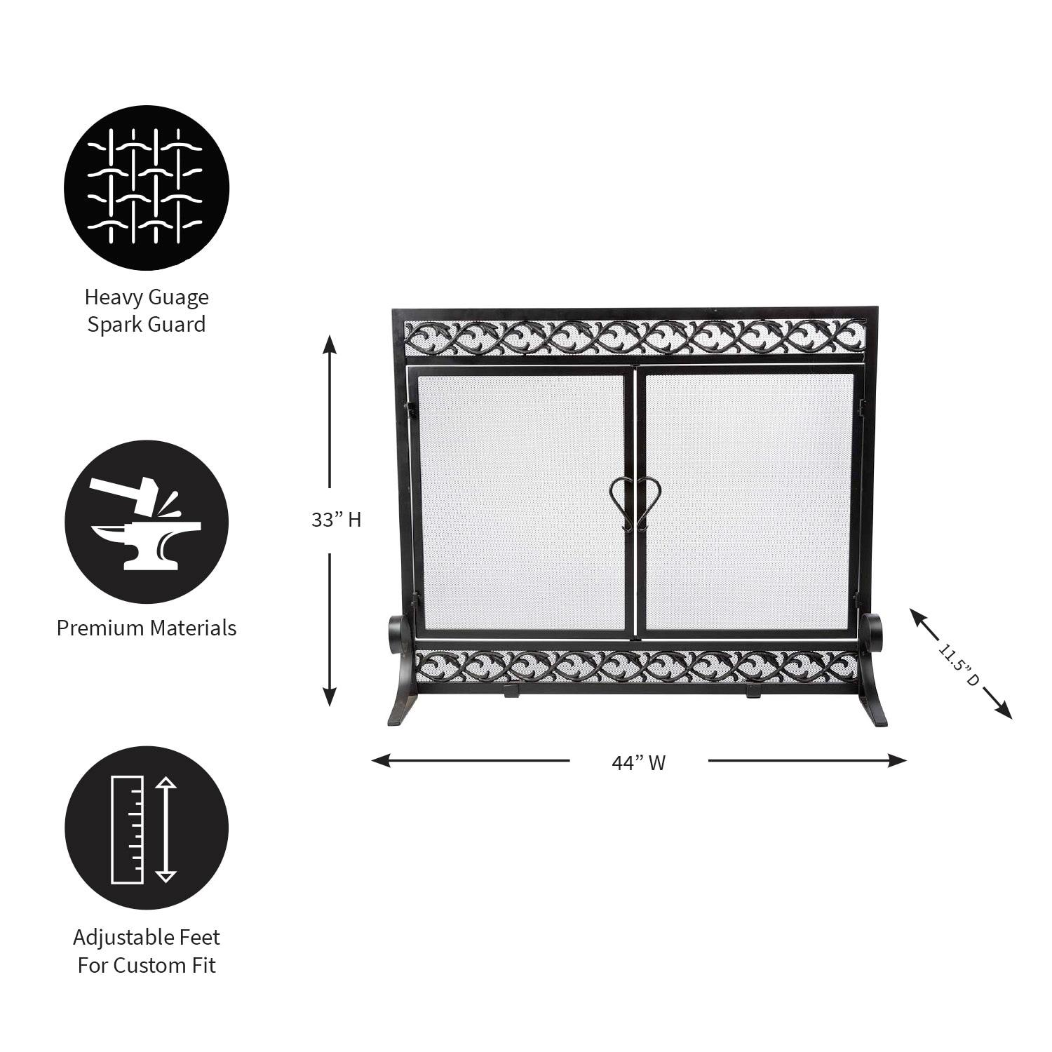 Plow Chimenea de Volutas de Hierro Fundido Gran & Hearth con Puertas, en Negro