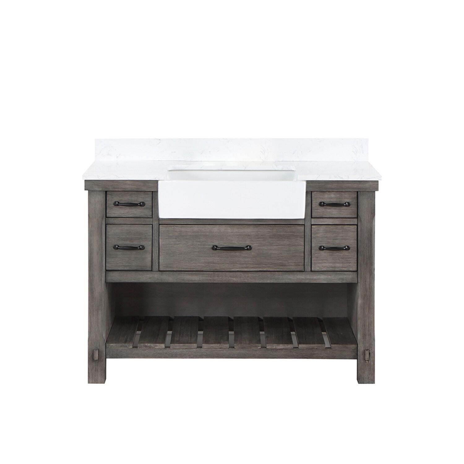 Villareal 48" Single Bath Vanity in Classical Gray with White Farmhouse Basin