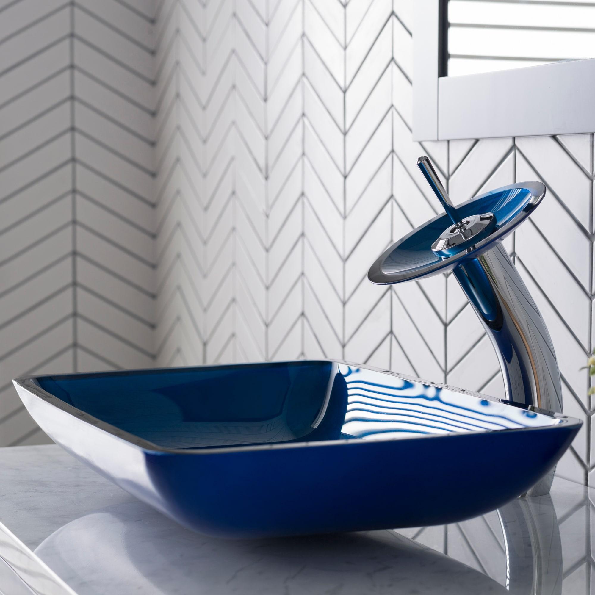 Galaxy Glass Rectangular Vessel Bathroom Sink