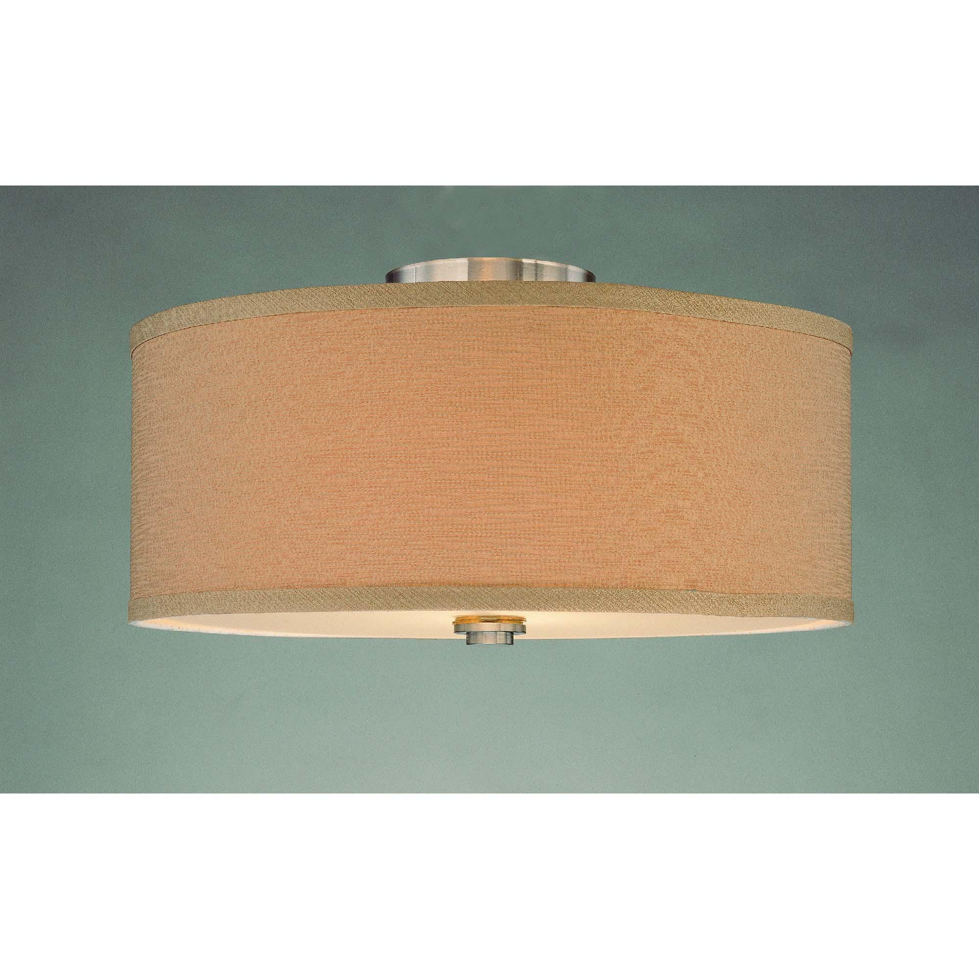 Monument Flush Mount Ceiling Fixture, Brushed Nickel, 16-1/4 In., Uses (2) 100-Watt Medium Base Lamps*