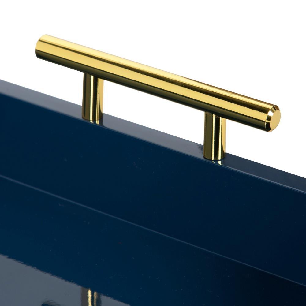 Kate and Laurel Lipton Tray, 18x18, Navy Blue and Gold