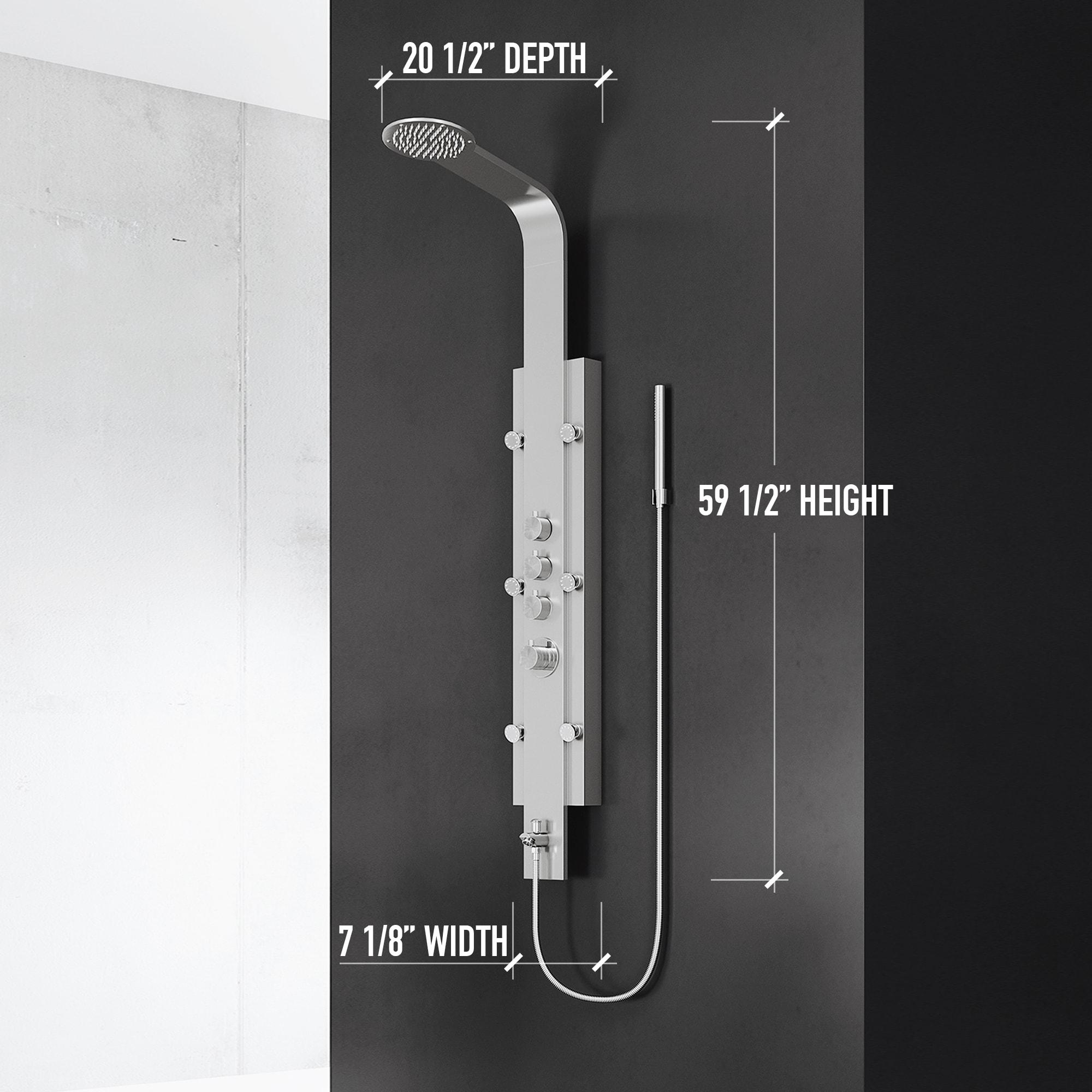 Mateo 60" H X 7" W 6-Jet Shower System & Tub Filler with Hand Shower Wand and Rainfall Shower Head