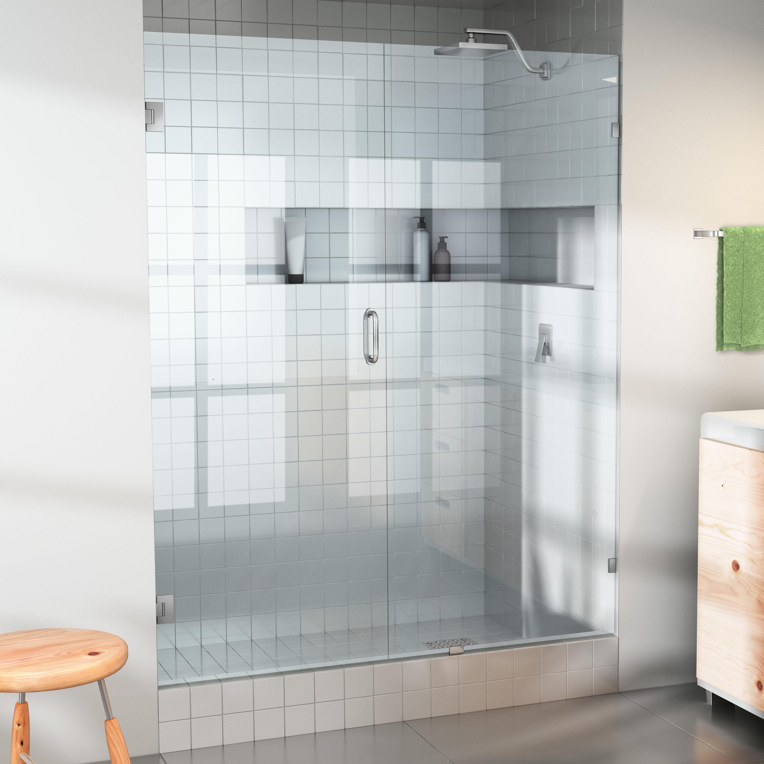 Illume 57.5 in. x 78 in. Fully Frameless Wall Hinge Shower Door