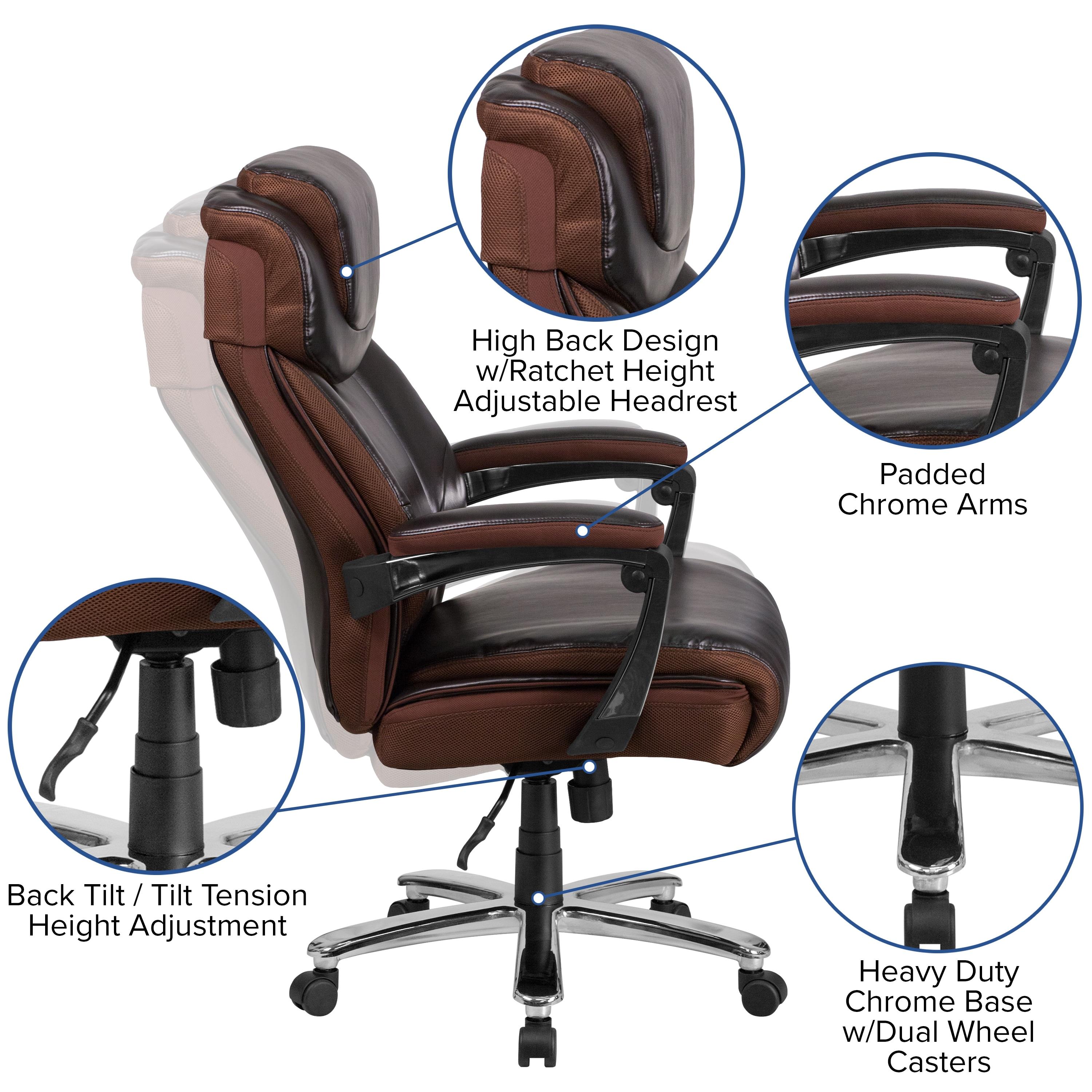 Flash Furniture Esmeralda Big & Tall LeatherSoft Ergonomic Office Chair with Headrest and Armrests