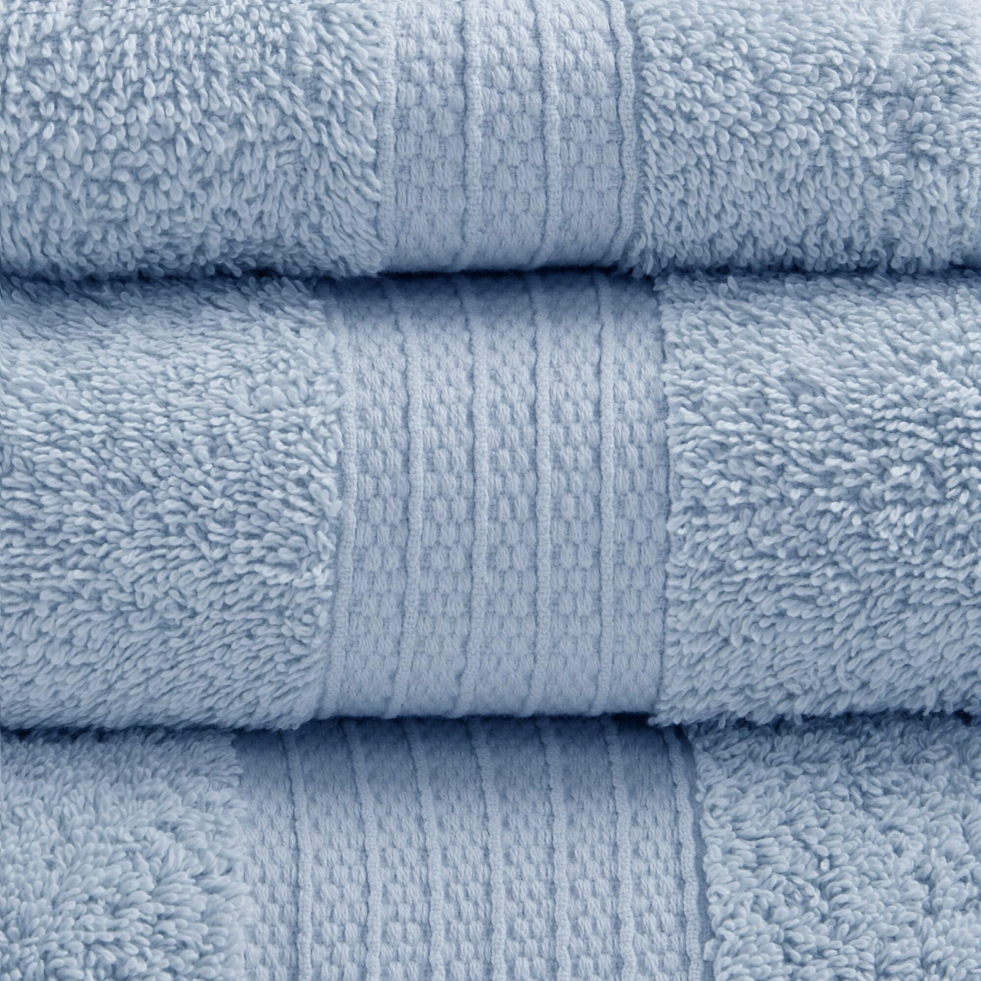 6pc Organic Cotton Bath Towel Set Blue: Madison Park, Heavyweight Terry, OEKO-TEX Certified