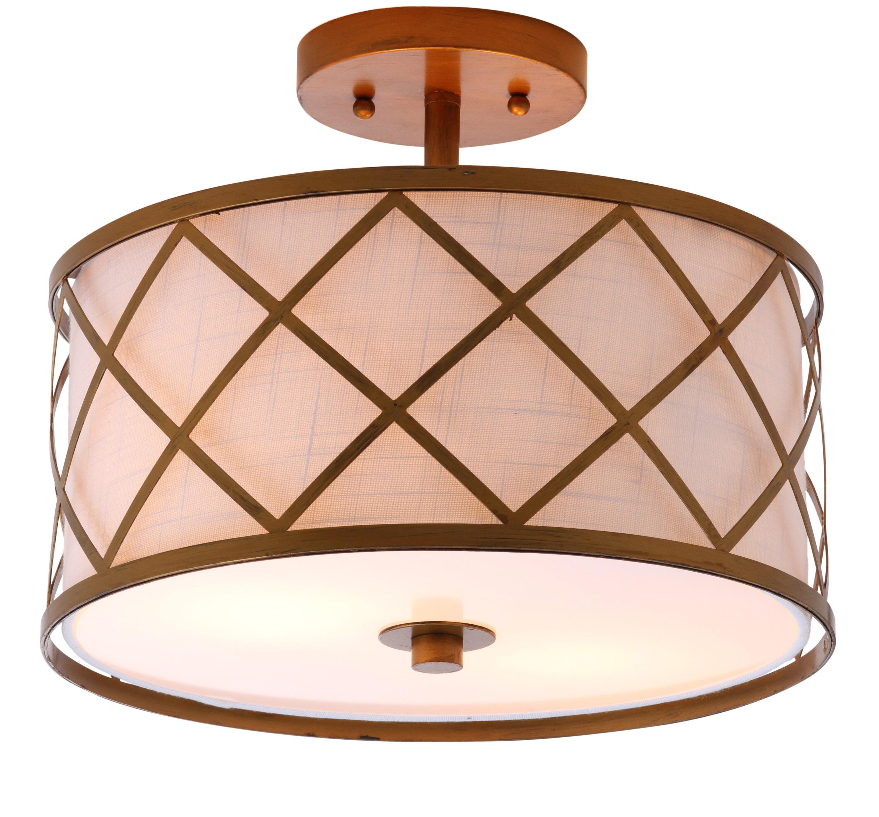 Elizabeth 13.25" Metal LED Flush Mount, Gold/White