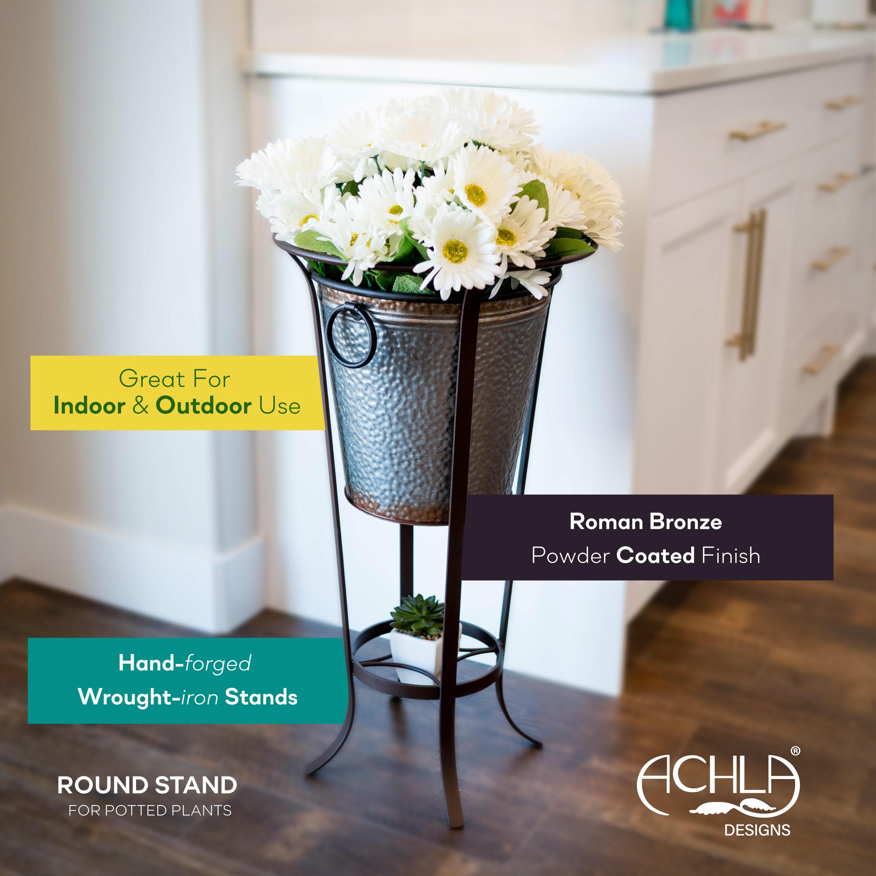 Achla Designs Tulip Plant Stand Without Insert, 28 Inch Tall, Roman Bronze Powder Coat Finish