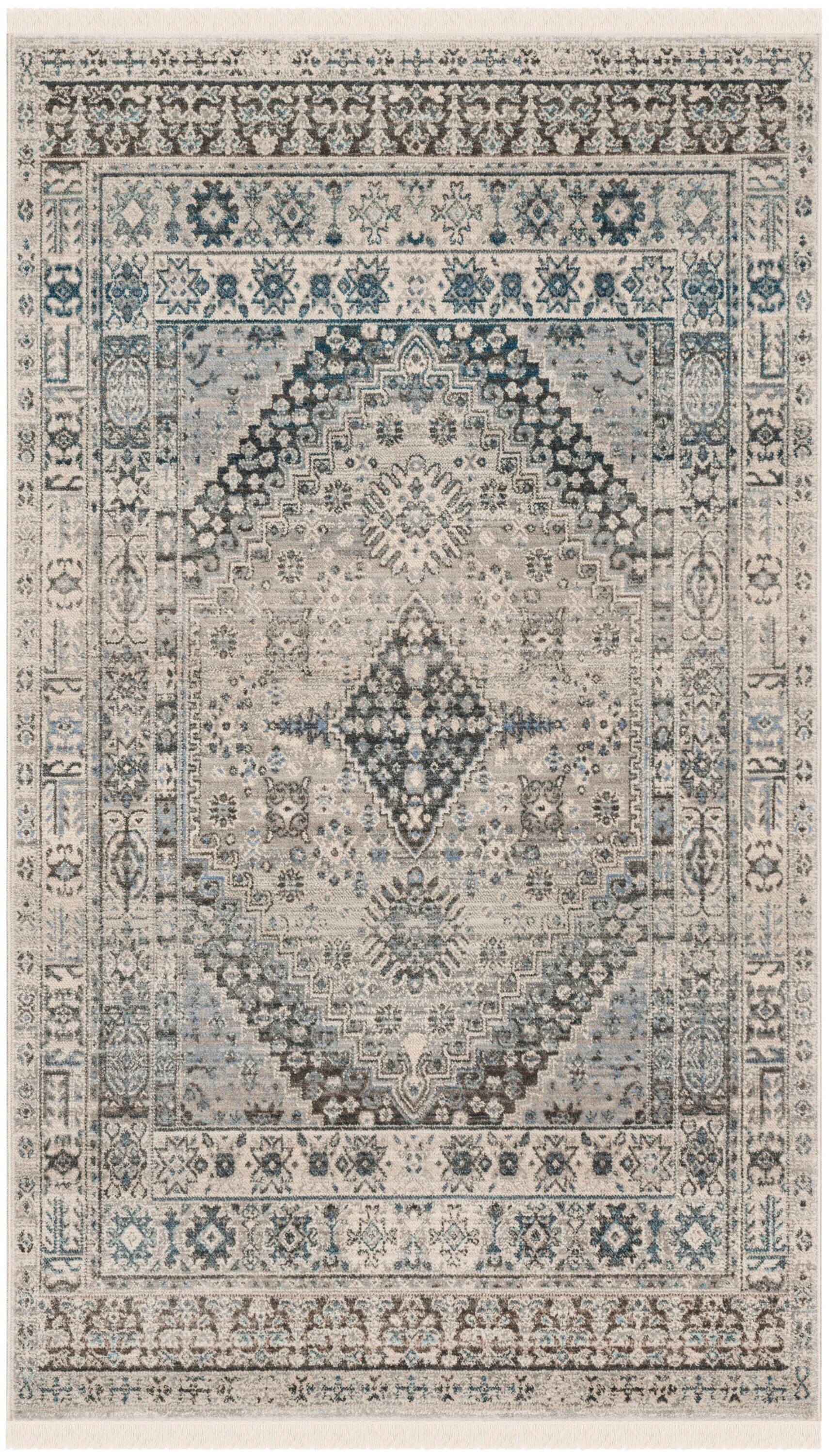 Vintage Persian VTP472 Power Loomed Indoor Area Rug - Grey/Blue - 4'x6' - Safavieh.
