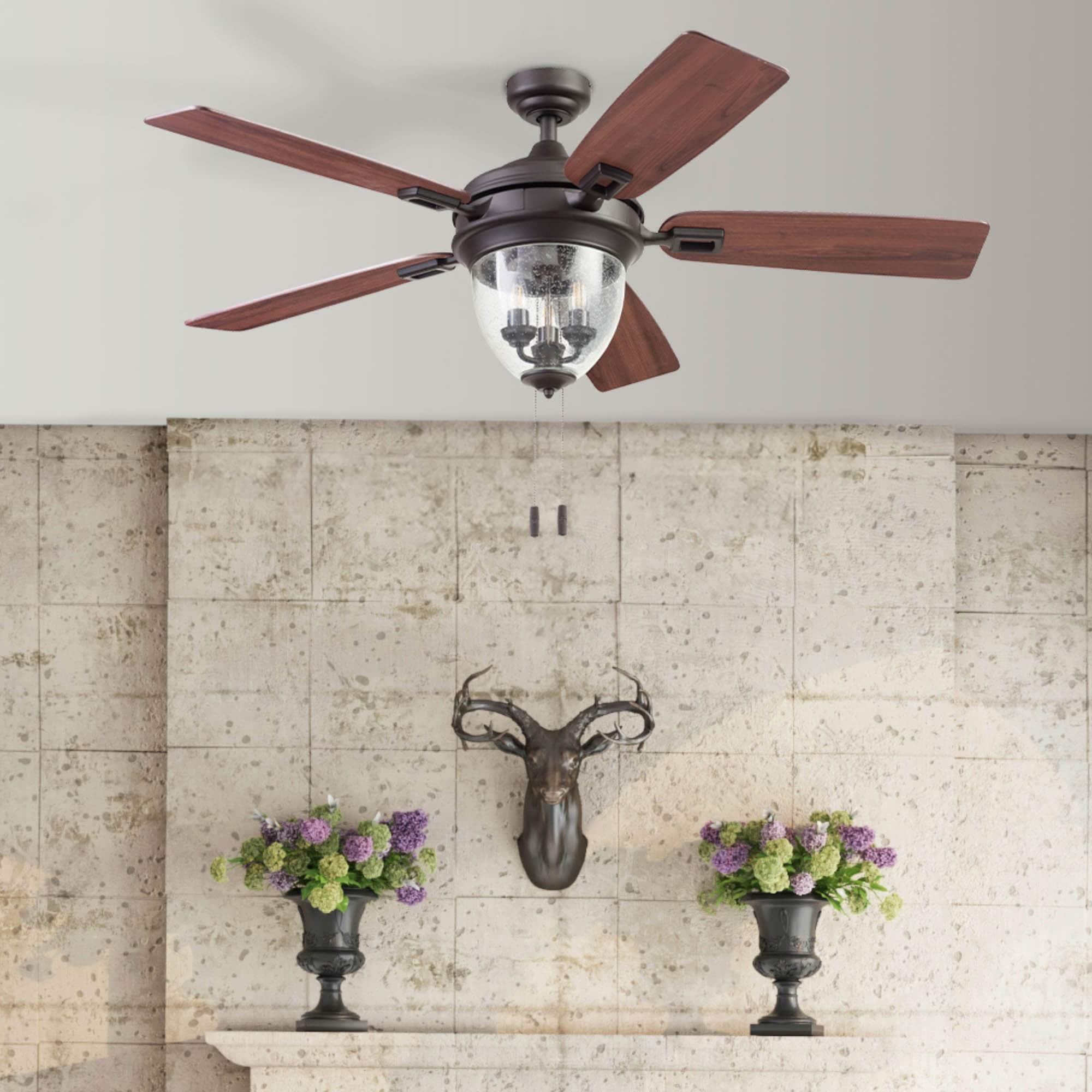52" Glencrest 5 - Blade Standard Ceiling Fan with Pull Chain and Light Kit Included