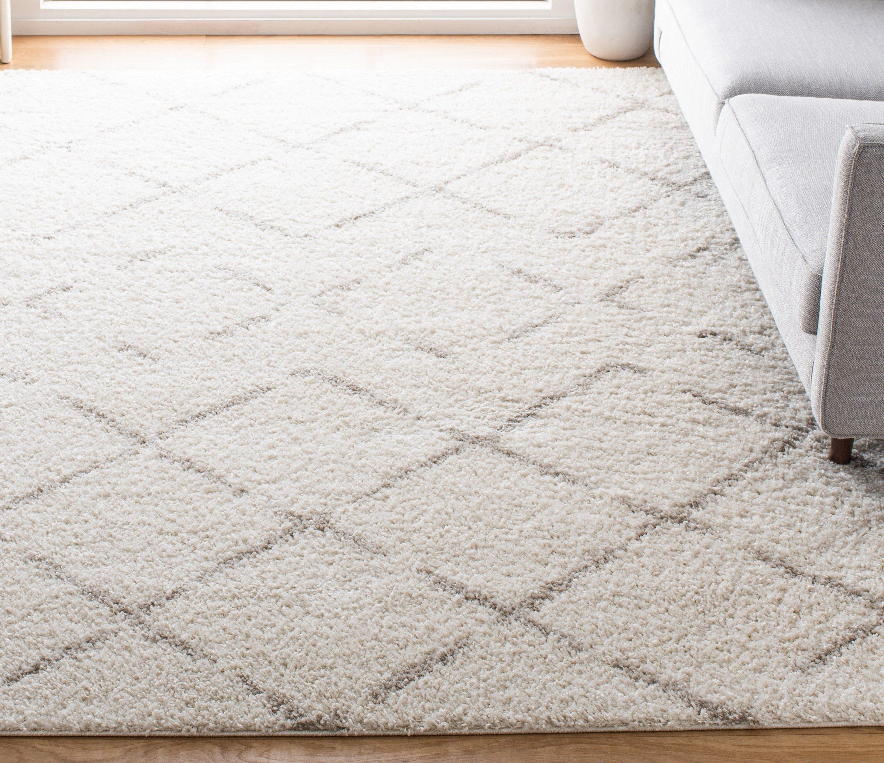 SAFAVIEH Arizona Zarif Geometric Shag Area Rug, Ivory/Beige, 10' x 10' Square