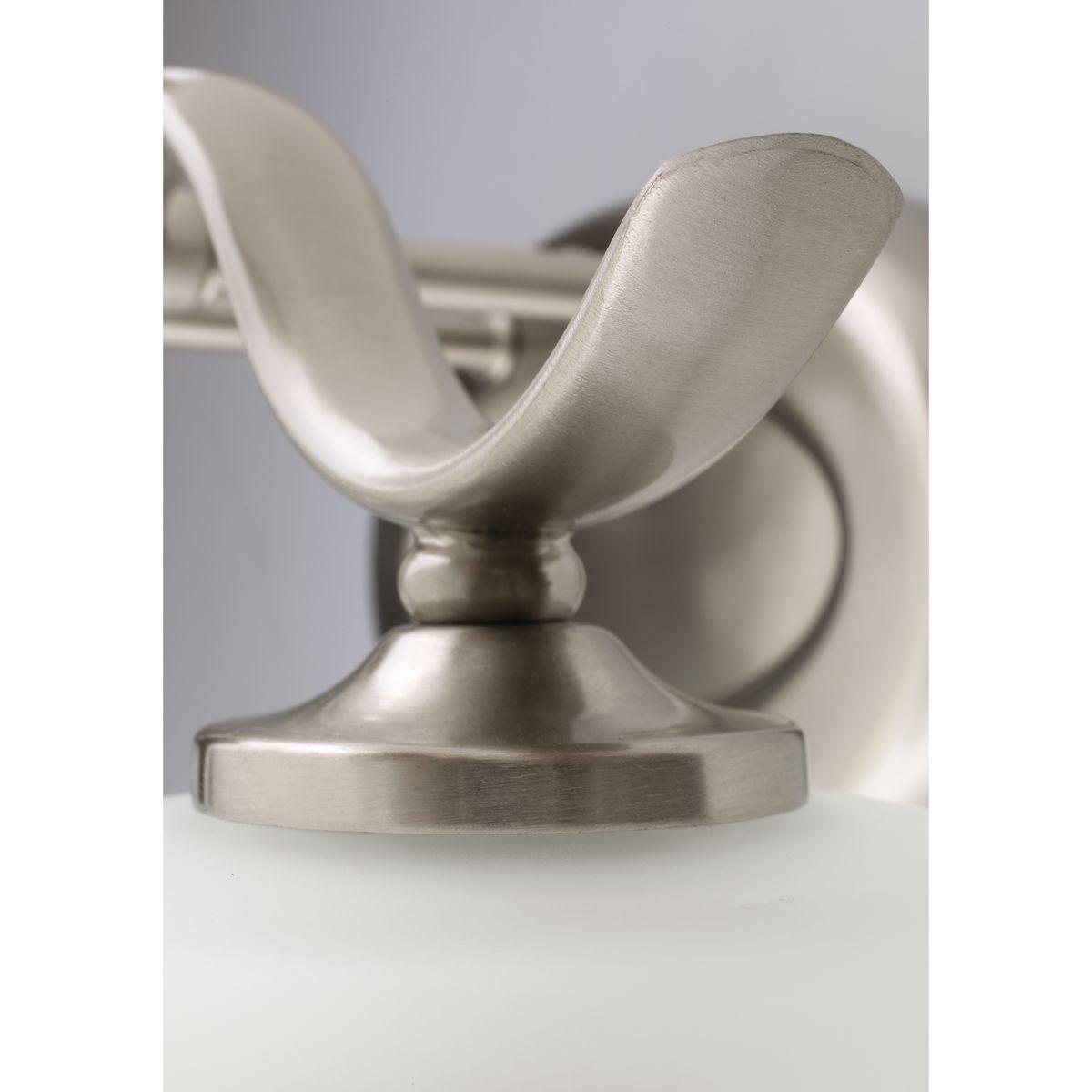 Progress Lighting Inspire Collection 2-Light Wall Sconce, Brushed Nickel, Etched Glass Shades