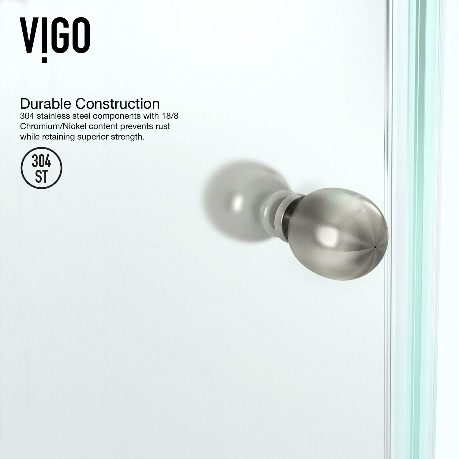 VIGO Verona 38" W x 38" D x 77" H Hinged Frameless Shower Enclosure with 3/8  Clear Glass&Base VG6061CHCL38WS