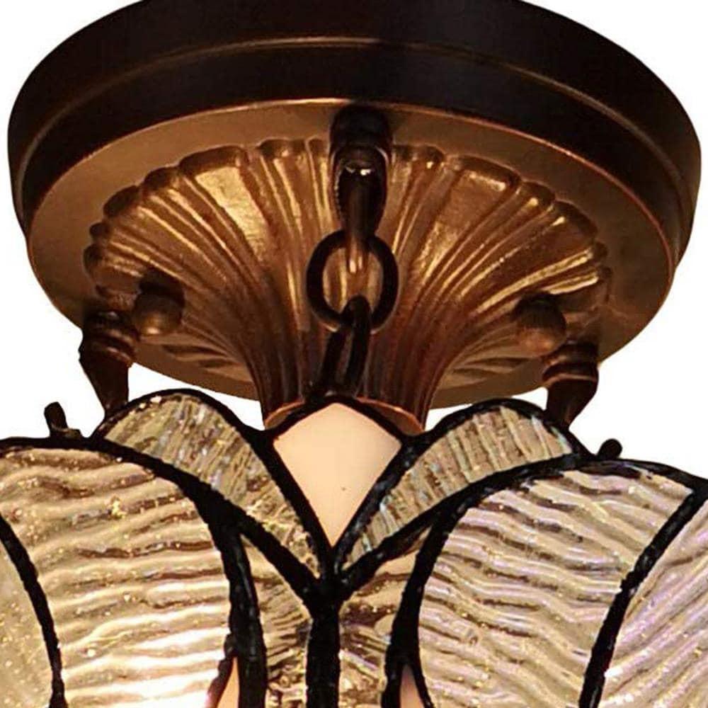 Tiffany Style 2 Light Vintage Semi-Flush Ceiling Lamp - 16" Wide