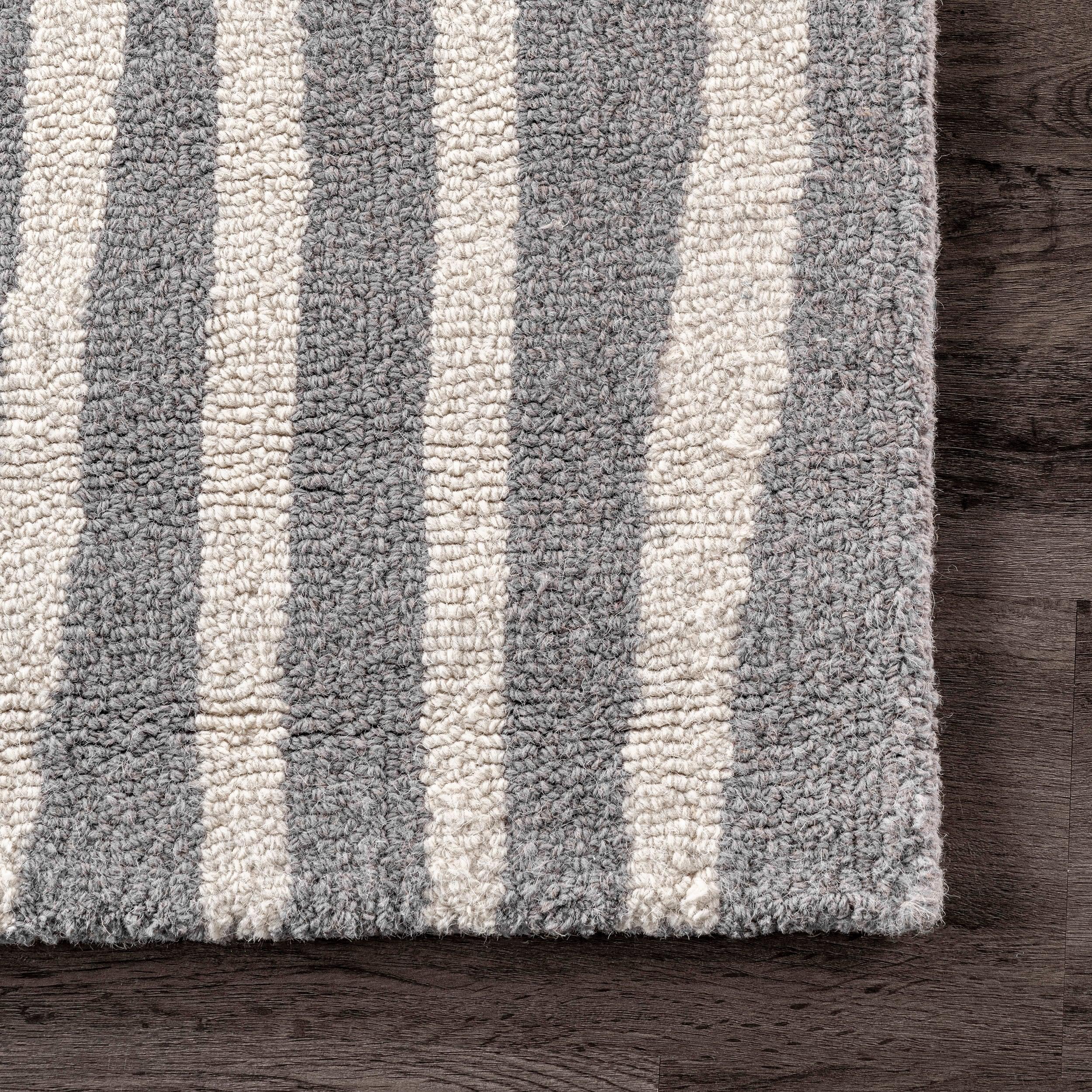 Nuloom Lemuel Geometric 3x5 Wool Accent Indoor Area Rug for Living Room Bedroom Dining Room Entryway Kitchen, Grey/Ivory