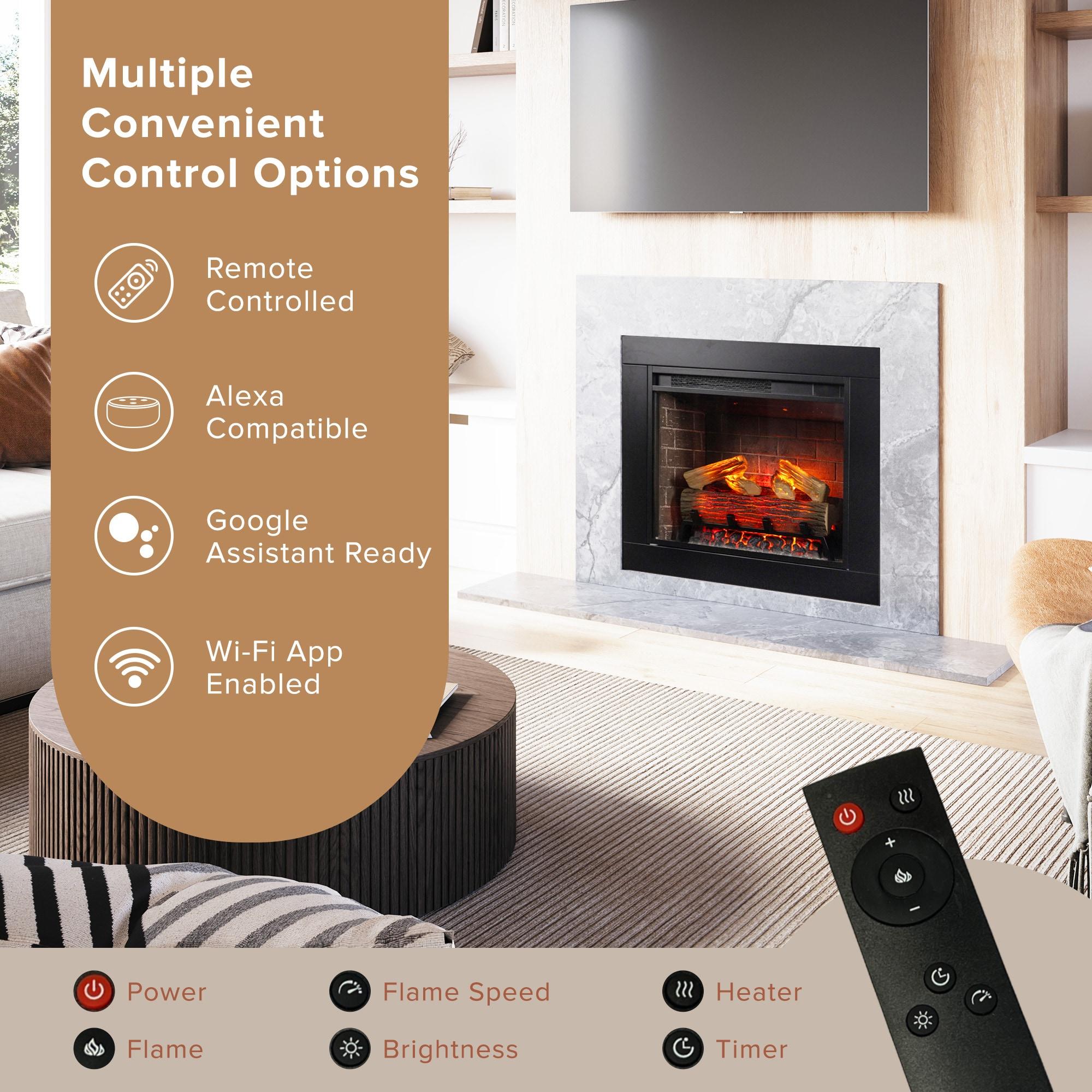 Uptown 33" Infrared Electric Fireplace Insert Heater with Trim Kit, Compatible with Alexa & Google, Remote Control
