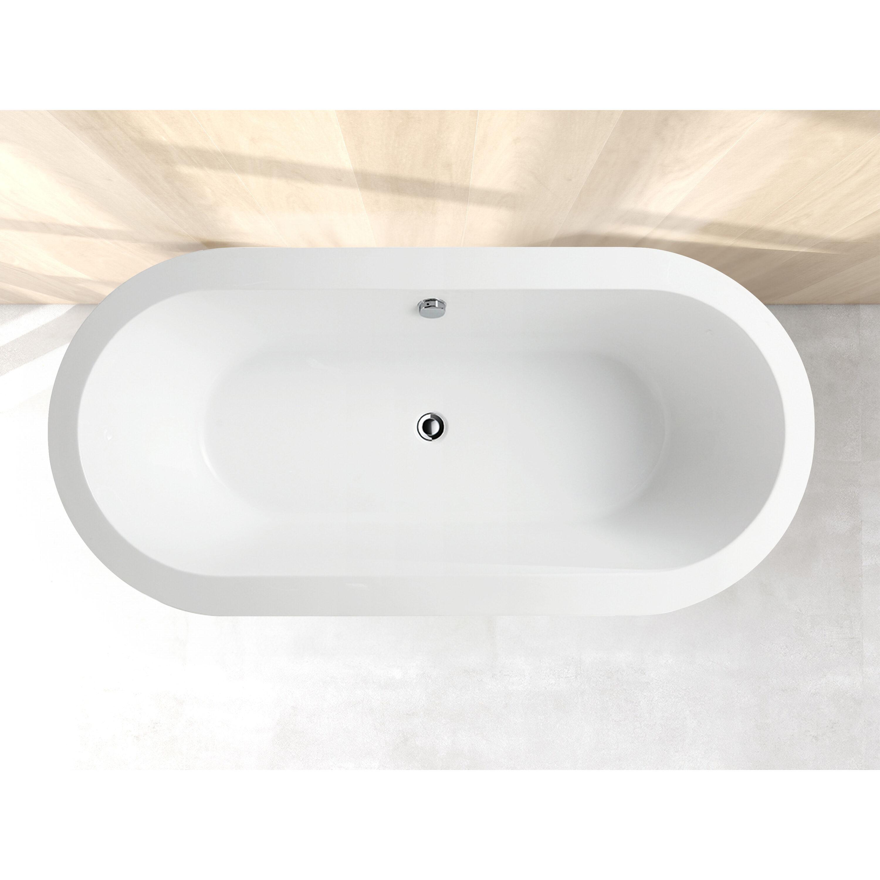 Iris 59" x 30" Freestanding Soaking Acrylic Bathtub