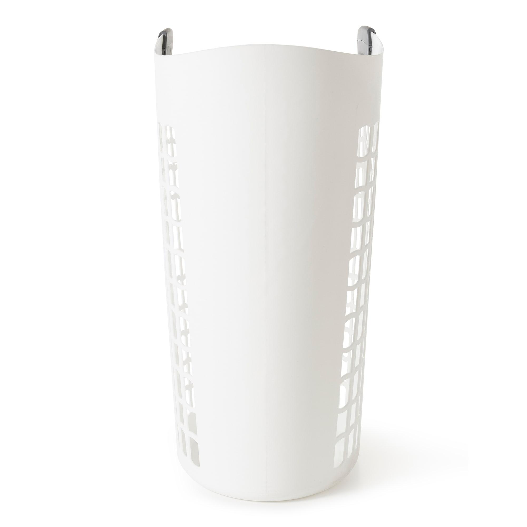 Gracious Living Gracious Living Easy Carry Flex 87 L Plastic Laundry Hamper, White (2 Pack) (Set of 2)