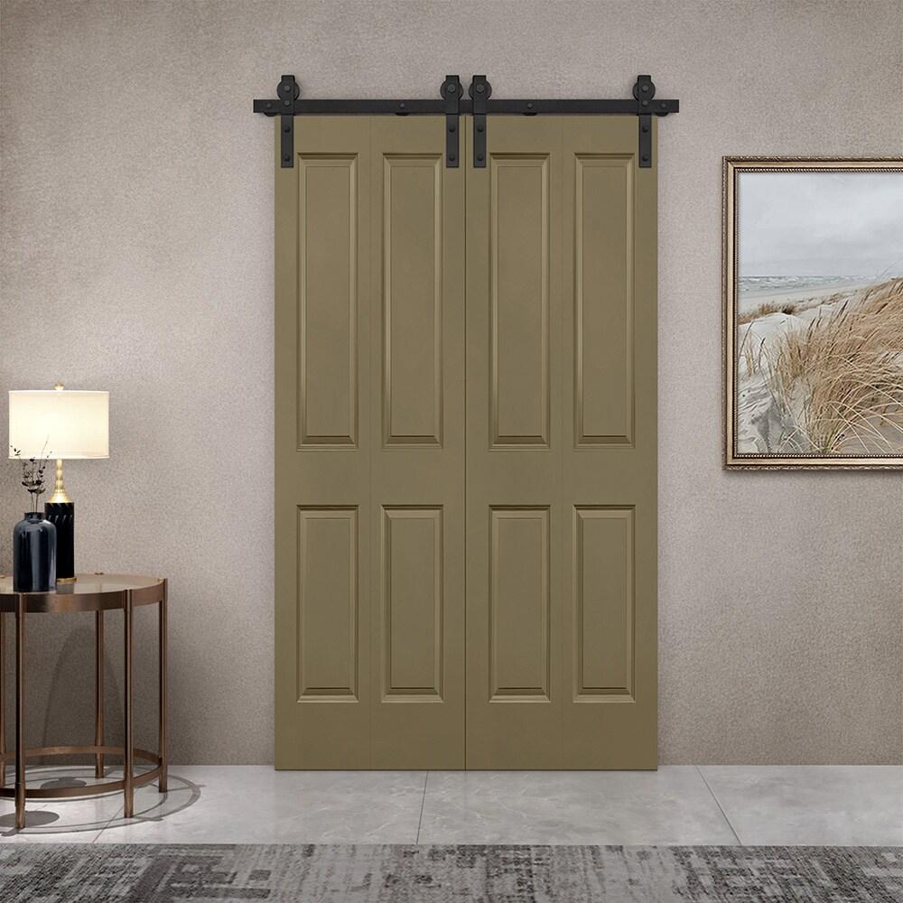 Calhome Paneled MDF Composite Double Bifold Barn Doors with Installation Hardware Kit