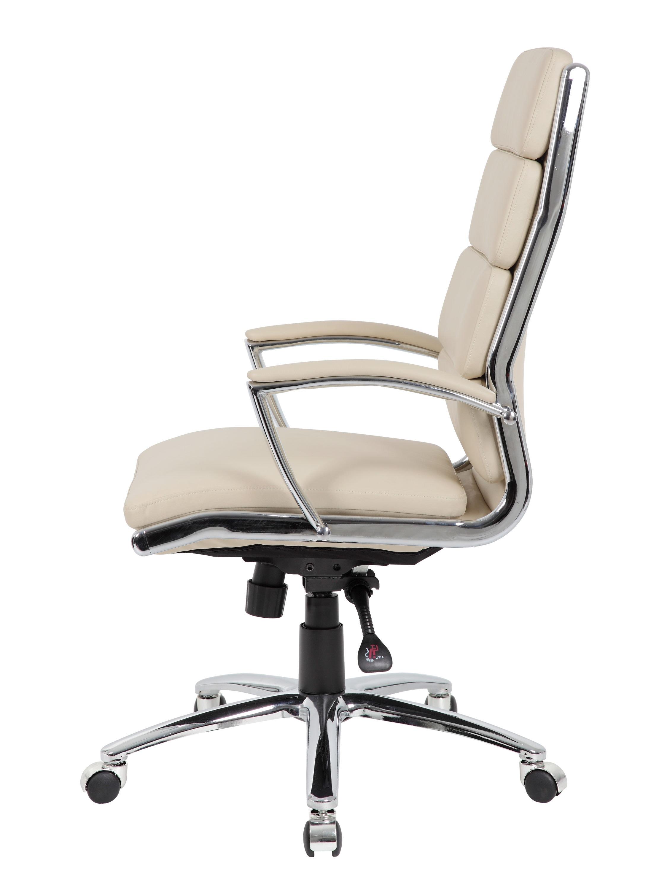 Contemporary Striped Executive Office Chair Beige with Lumbar Support & Casters - Boss Office Products