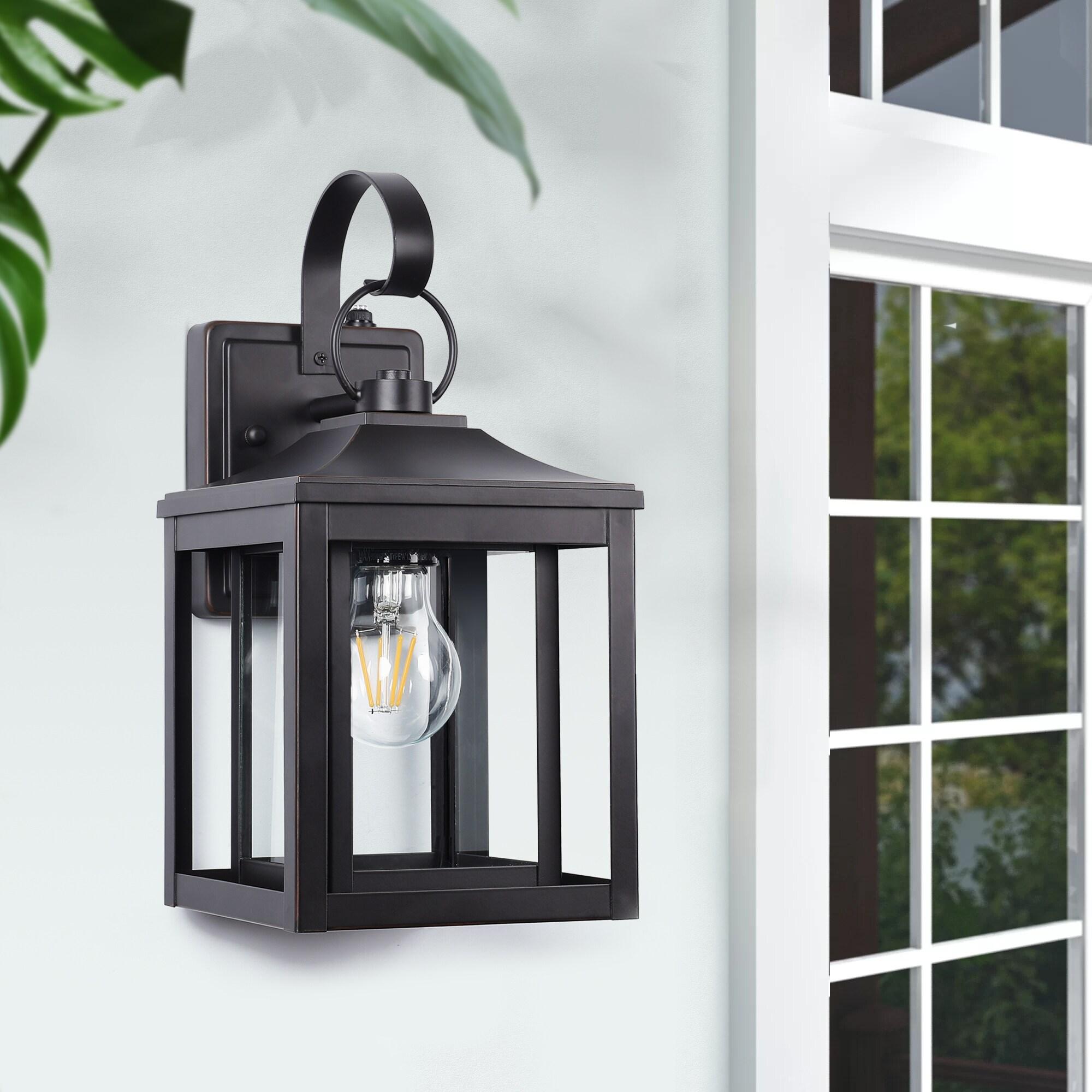 LamQee 1-Light 13"H Aluminum Outdoor Wall Lantern with Dusk to Dawn