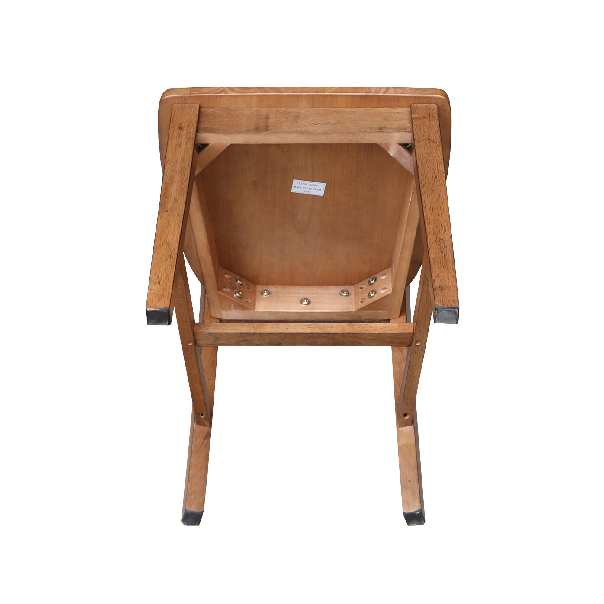Set of 2 San Remo Splat Back Chairs Distressed Oak - International Concepts: Solid Wood, Parawood Material, Mid-Century Style