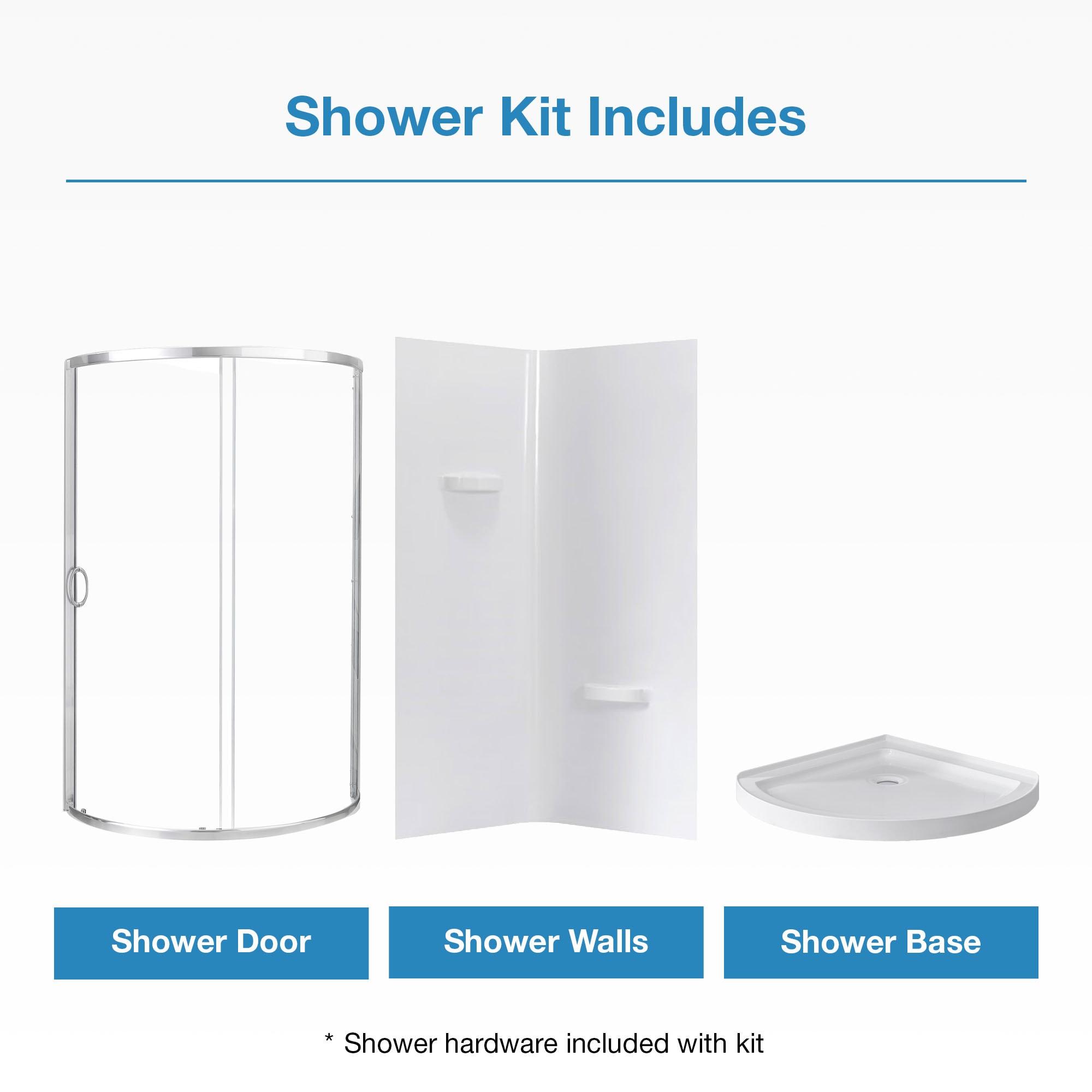 OVE Decors Breeze 40 in. Round Shower Kit w/ Clear, Base, Wall