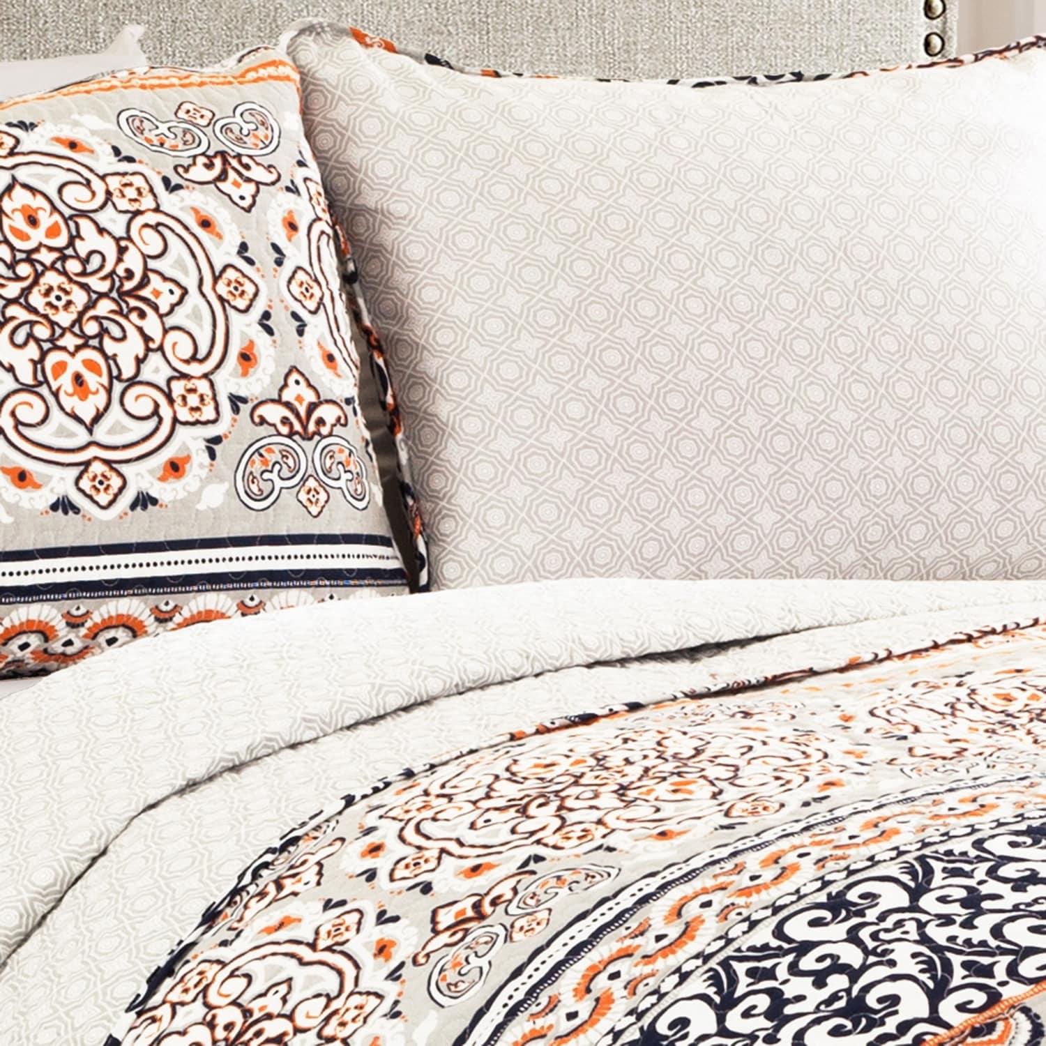 Lush Decor Nesco Navy 320 TC Reversible Modern & Contemporary 3 Piece Quilt Set