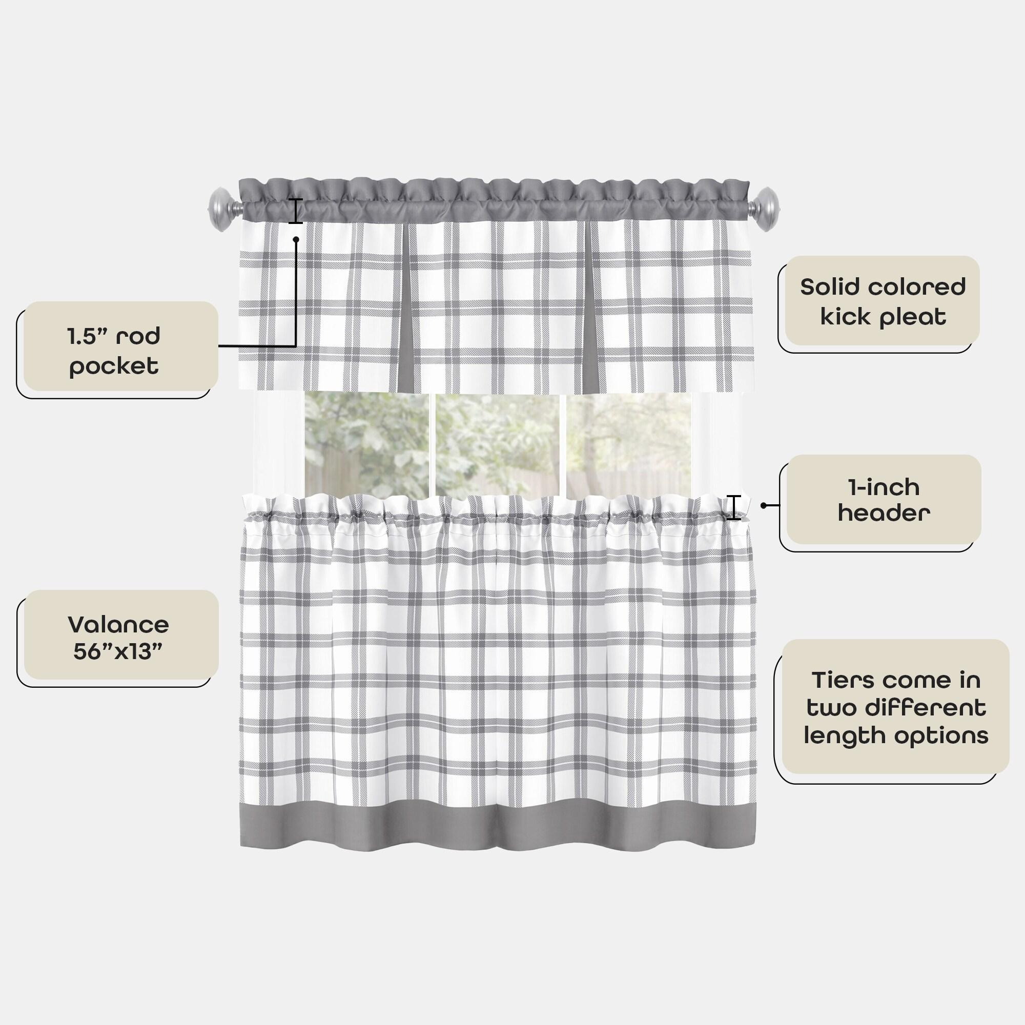 Achim Importing Co Plaid Tailored 58'' W Kitchen Curtain