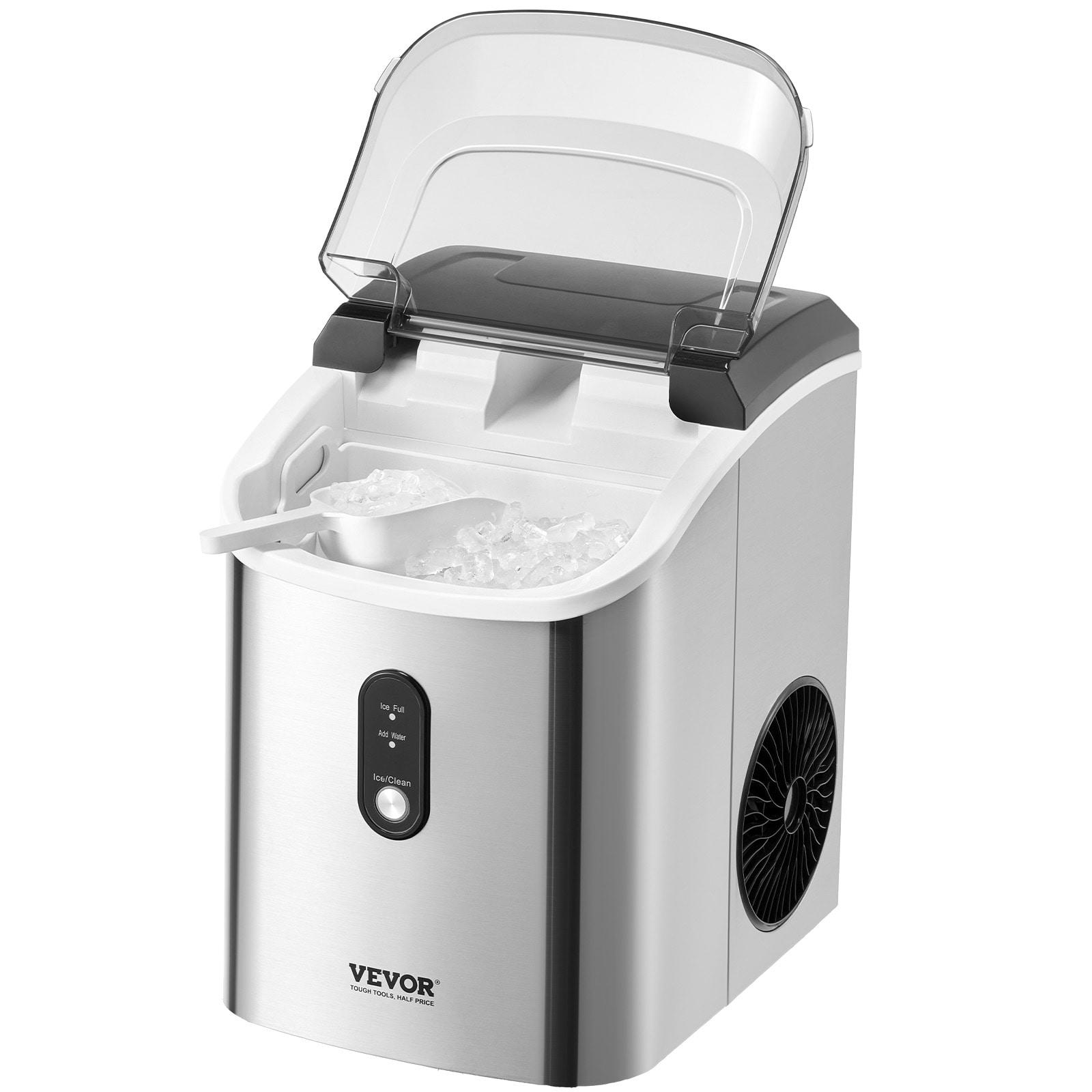 VEVOR Nugget Ice Maker, 37Lbs In 24 Hrs, Manual Auto Refill Self Cleaning Countertop Ice Maker Portable Nugget Ice Maker With Scoop And Basket