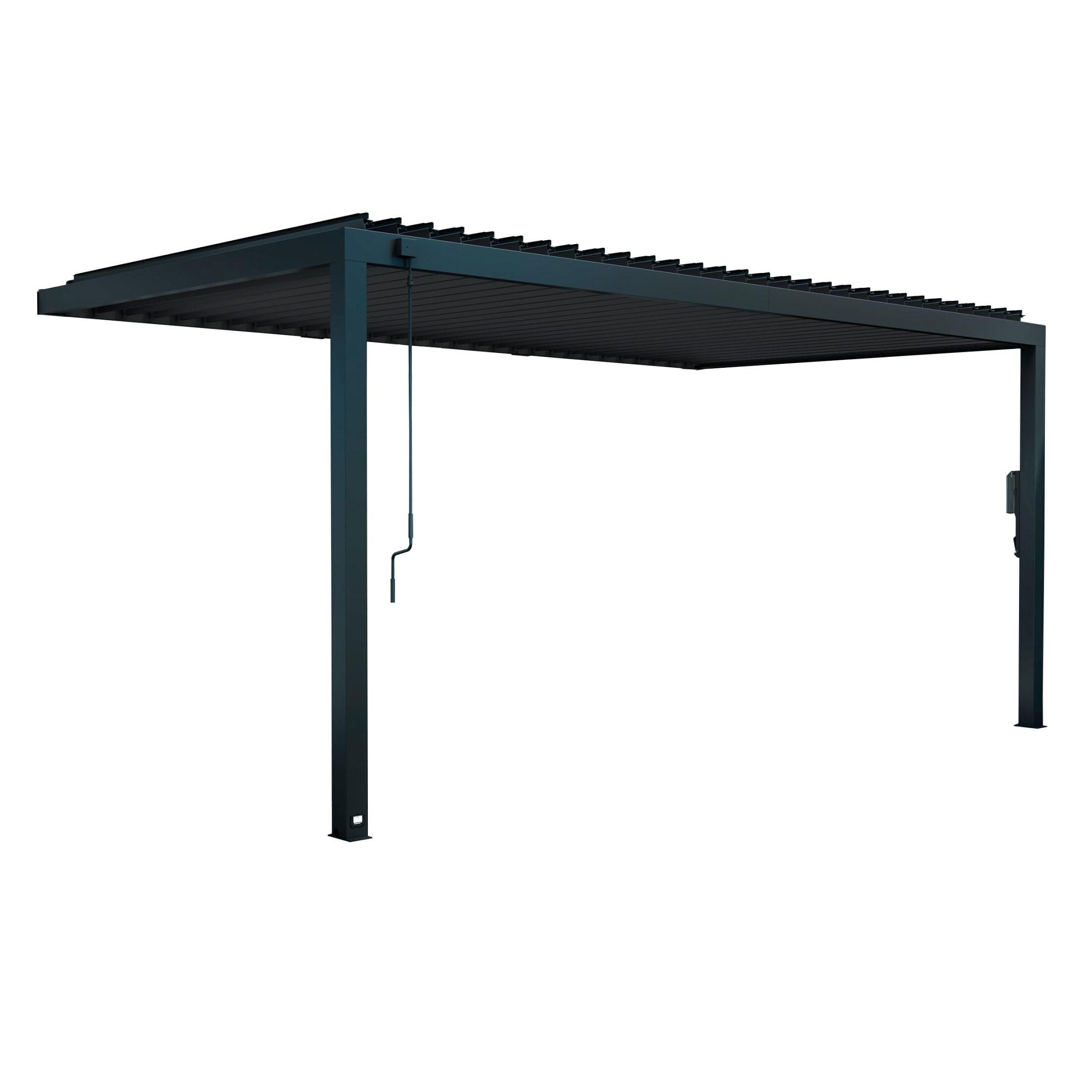 Backyard Discovery Evanston 18'x10' Steel Wall-Mounted Louvered Pergola, Adjustable Roof