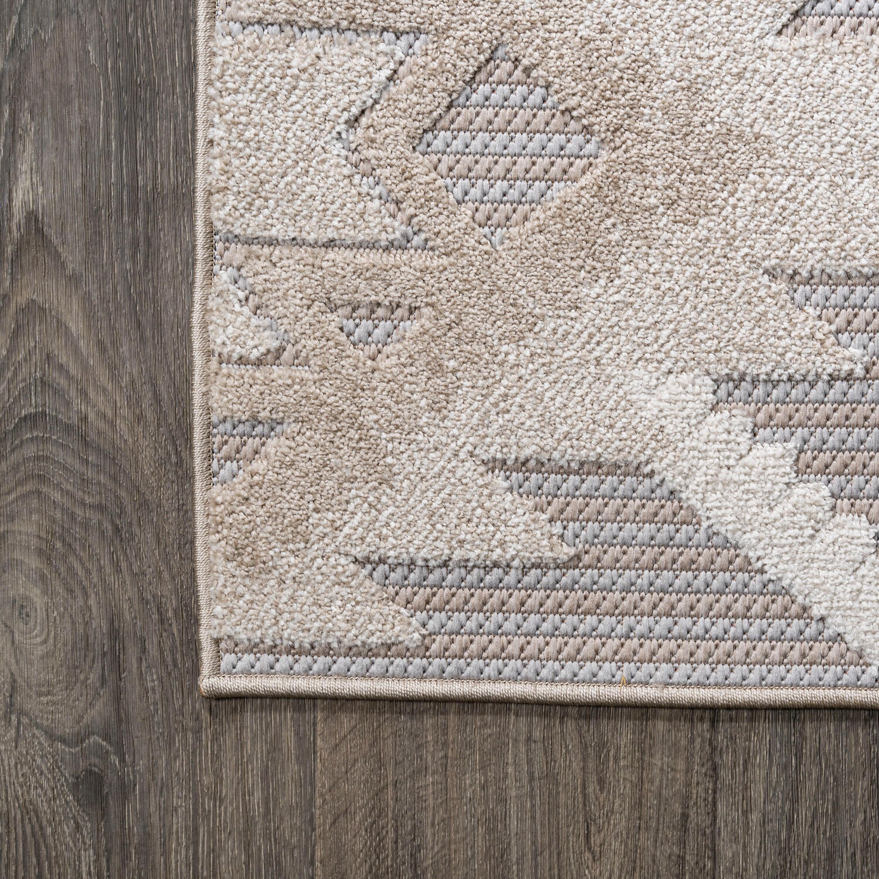 3'x5' Sumak High-Low Pile Neutral Diamond Kilim Indoor/Outdoor Area Rug, Beige/Gray - JONATHAN Y