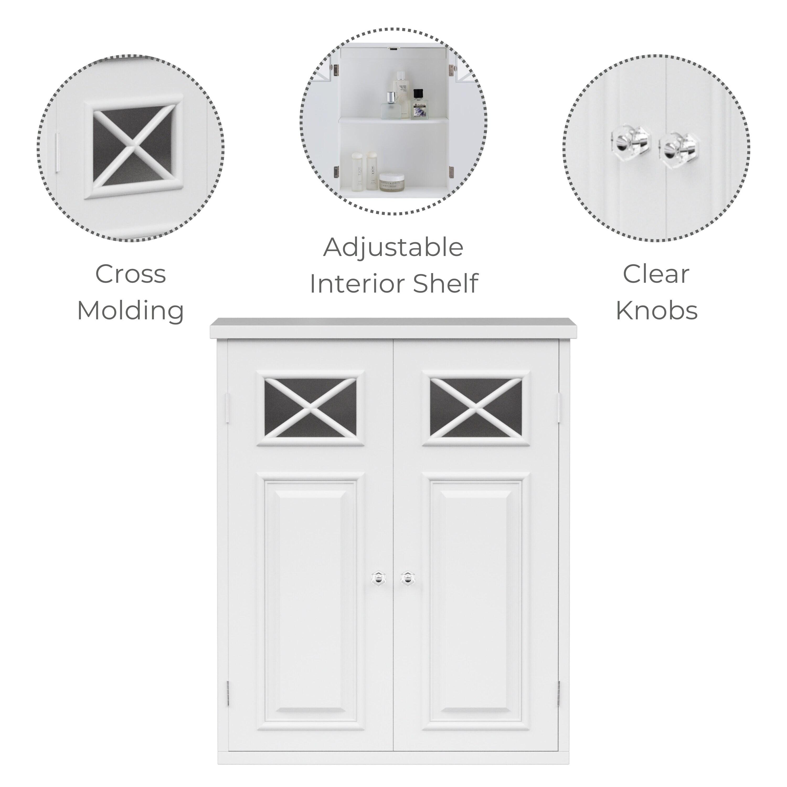 Dawson Two Doors Wall Cabinet White - Elegant Home Fashions: Traditional Style, Semi-Gloss Finish, Bathroom Storage