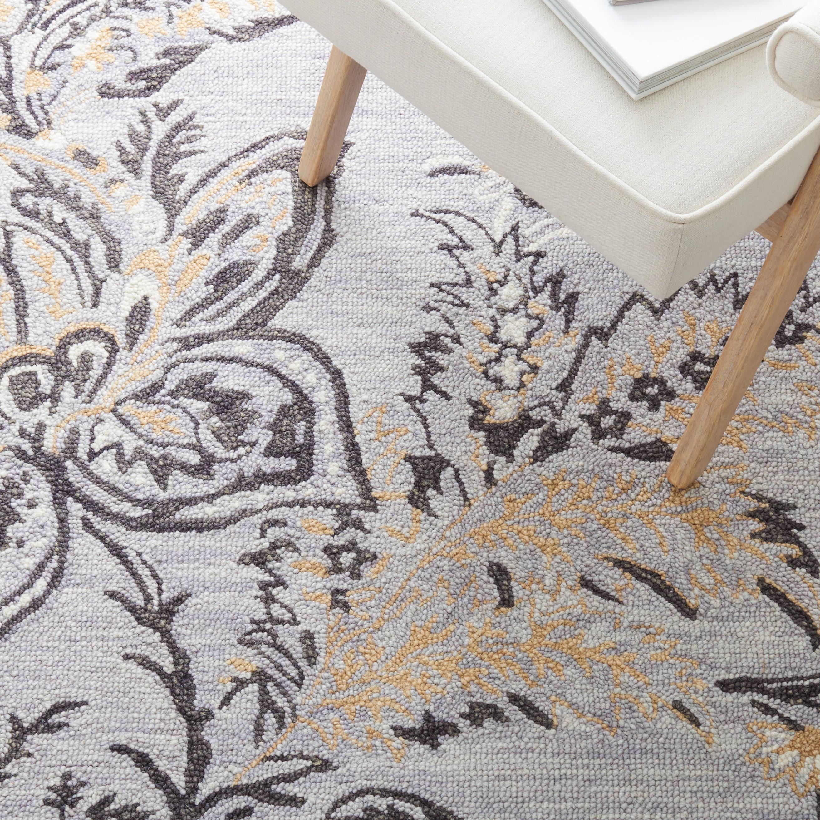 Blossom BLM275 Hand Tufted Area Rug - Grey/Yellow - 4'x6' - Safavieh.