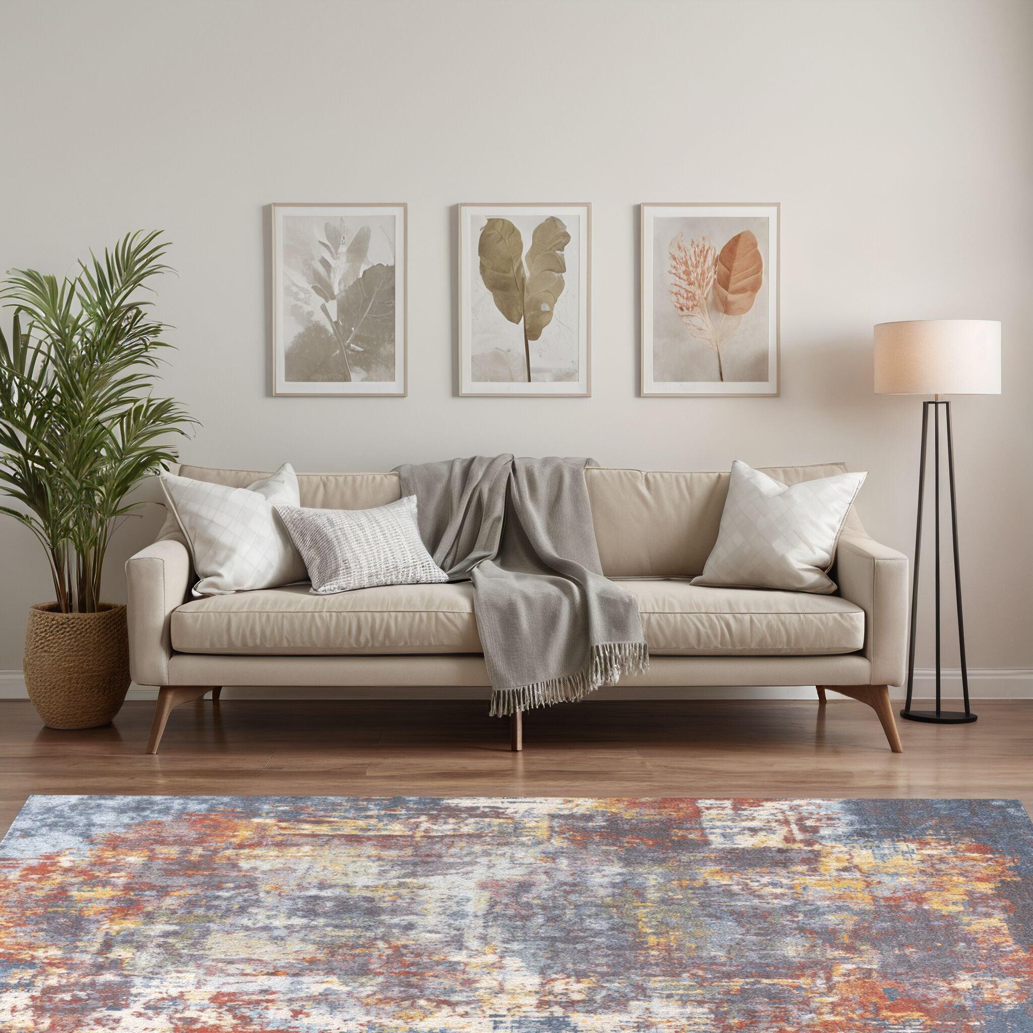 Livabliss 7'10"x10'3" Strata Modern Rugs Blue: Traditional Abstract Indoor Rectangle, Stain & Fade-Resistant