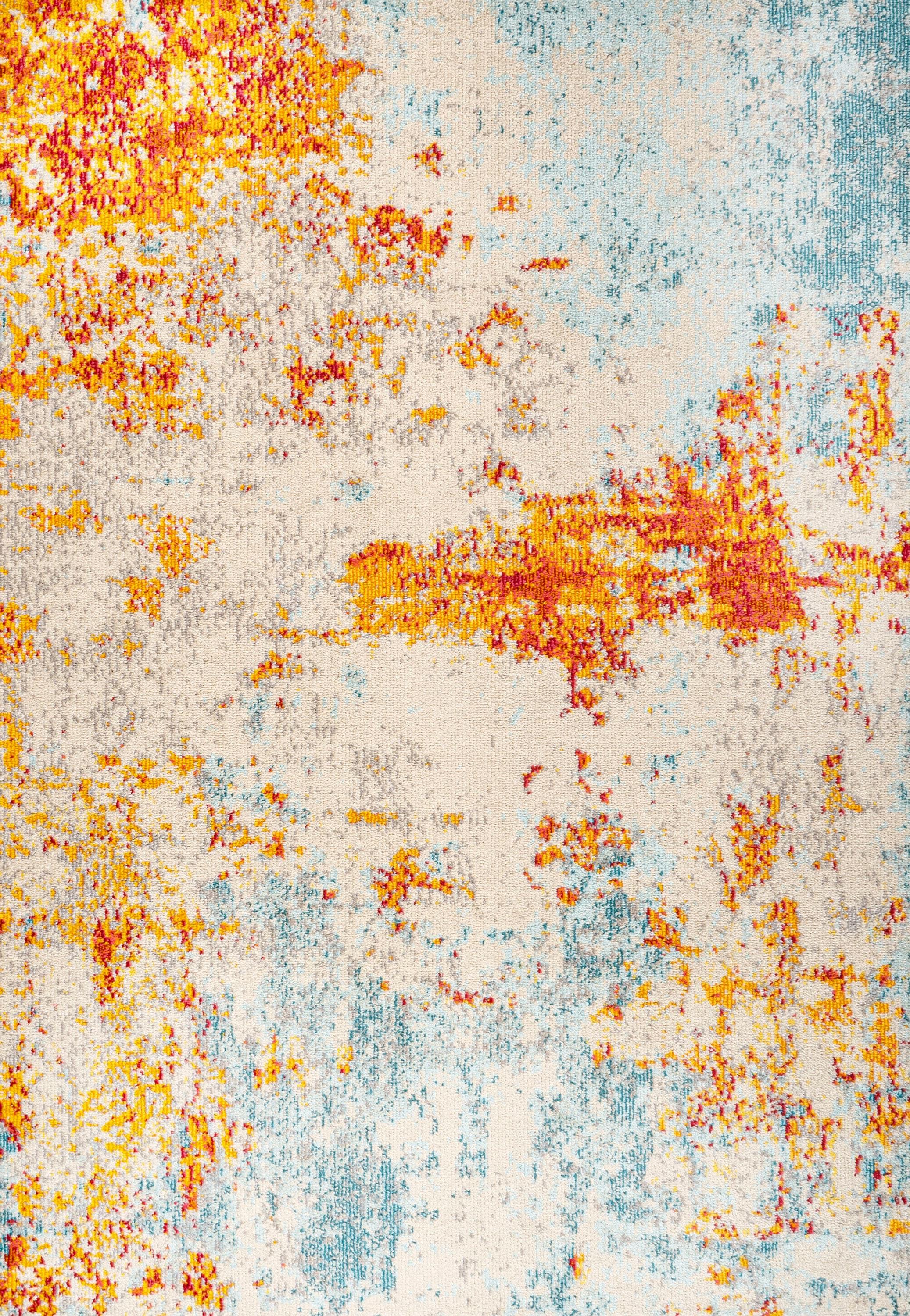 Abstract Orange/Blue/Cream Area Rug
