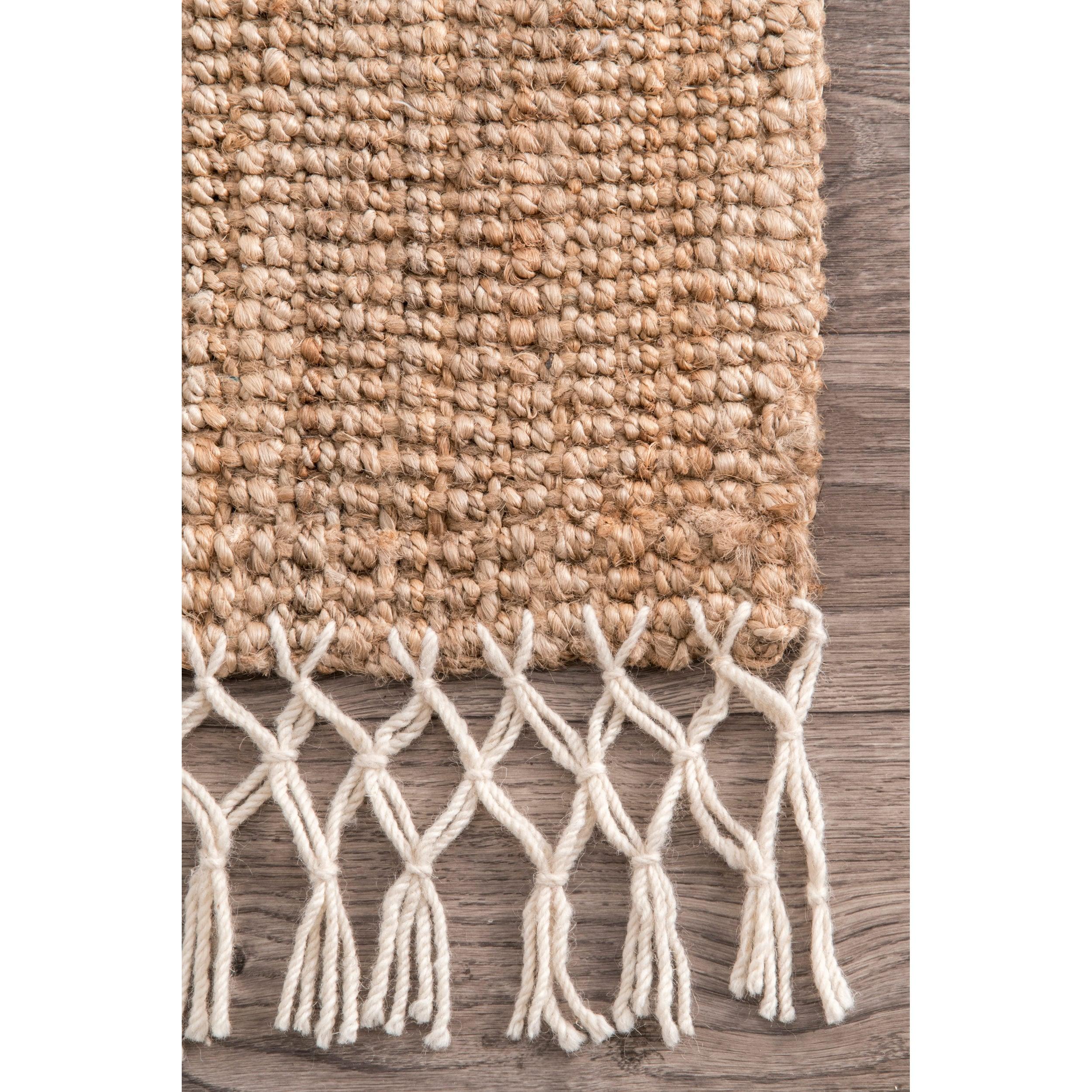 nuLOOM Raleigh Jute Tasseled Natural 2' 6" x 8' Farmhouse Runner Rug