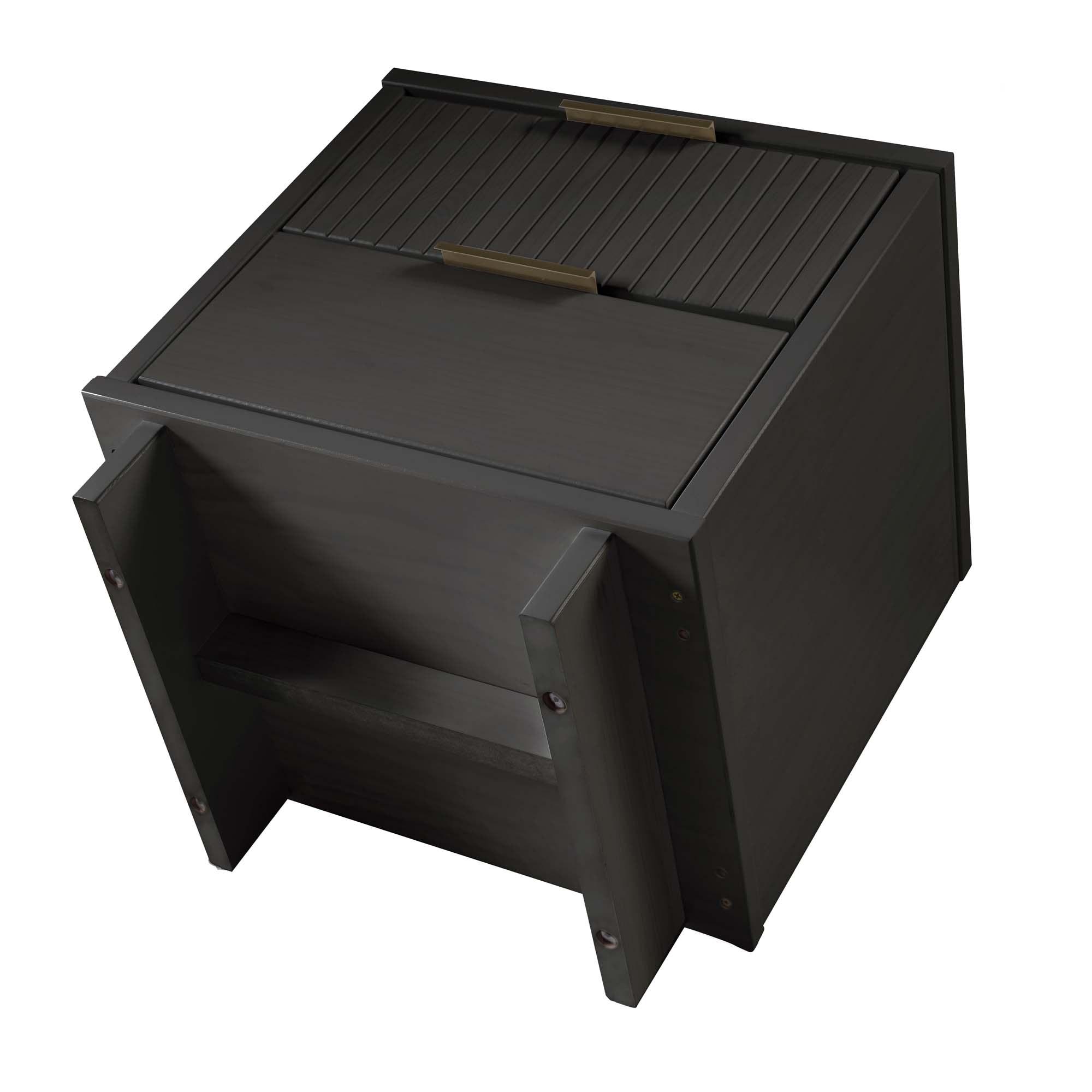 Manhattan Comfort Set of 2 Granville 2 Drawer Nightstands Dark Gray: Modern Design, Soft Close, Metal Handles