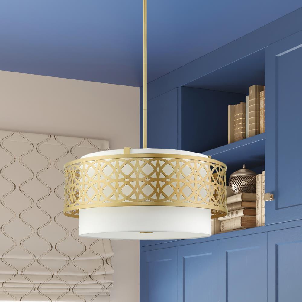 Calinda 4-Light Soft Gold LED Drum Pendant Chandelier