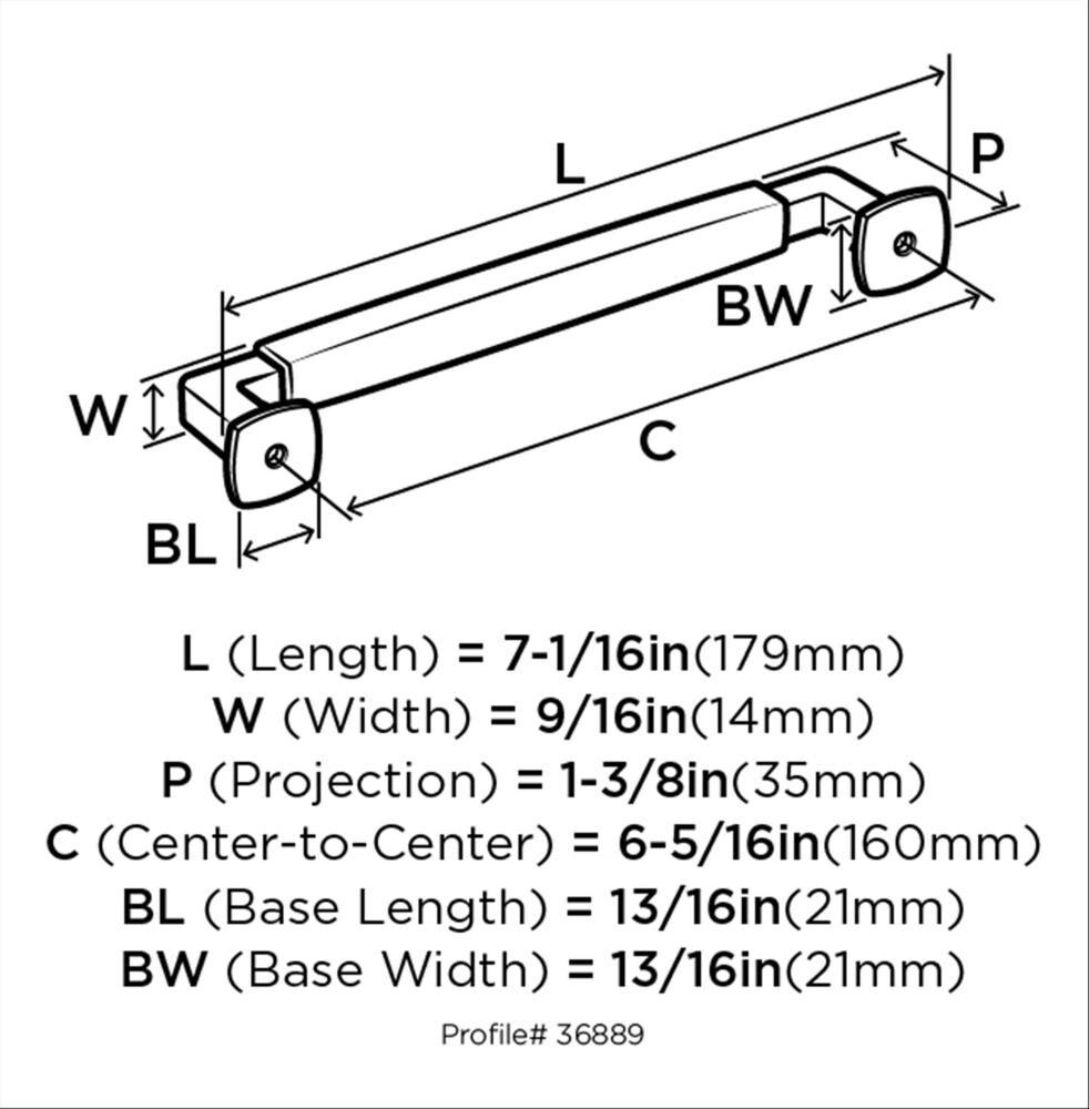 Amerock Stature 6-5/16 inch (160mm) Center-to-Center Satin Nickel Cabinet Pull