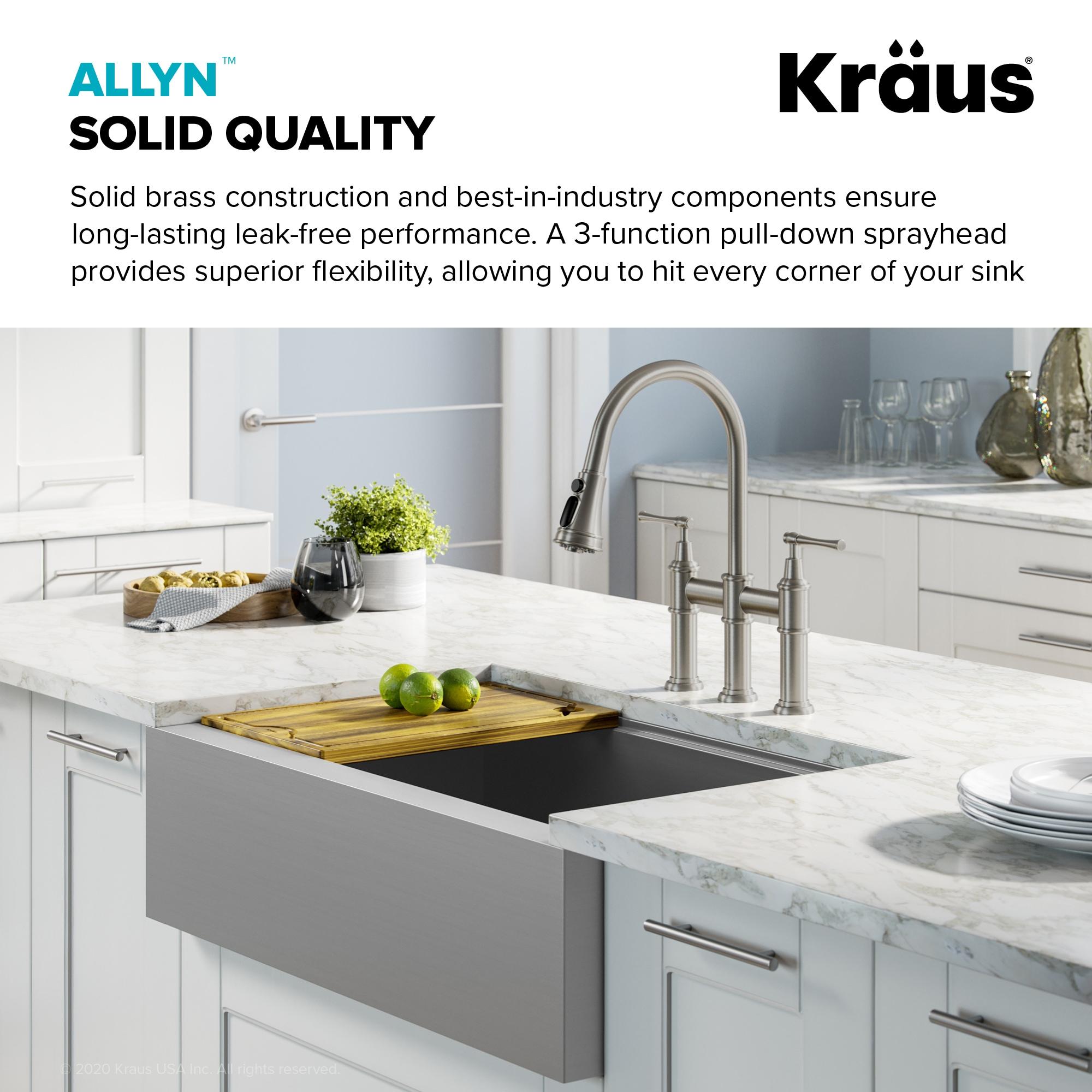 Kraus Allyn Transitional Bridge Kitchen Faucet and Water Filter Faucet Combo
